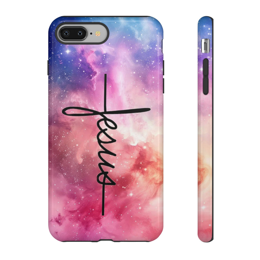 Jesus Cross Phone Case — Galaxy Pink Gradient Christian iPhone Cover