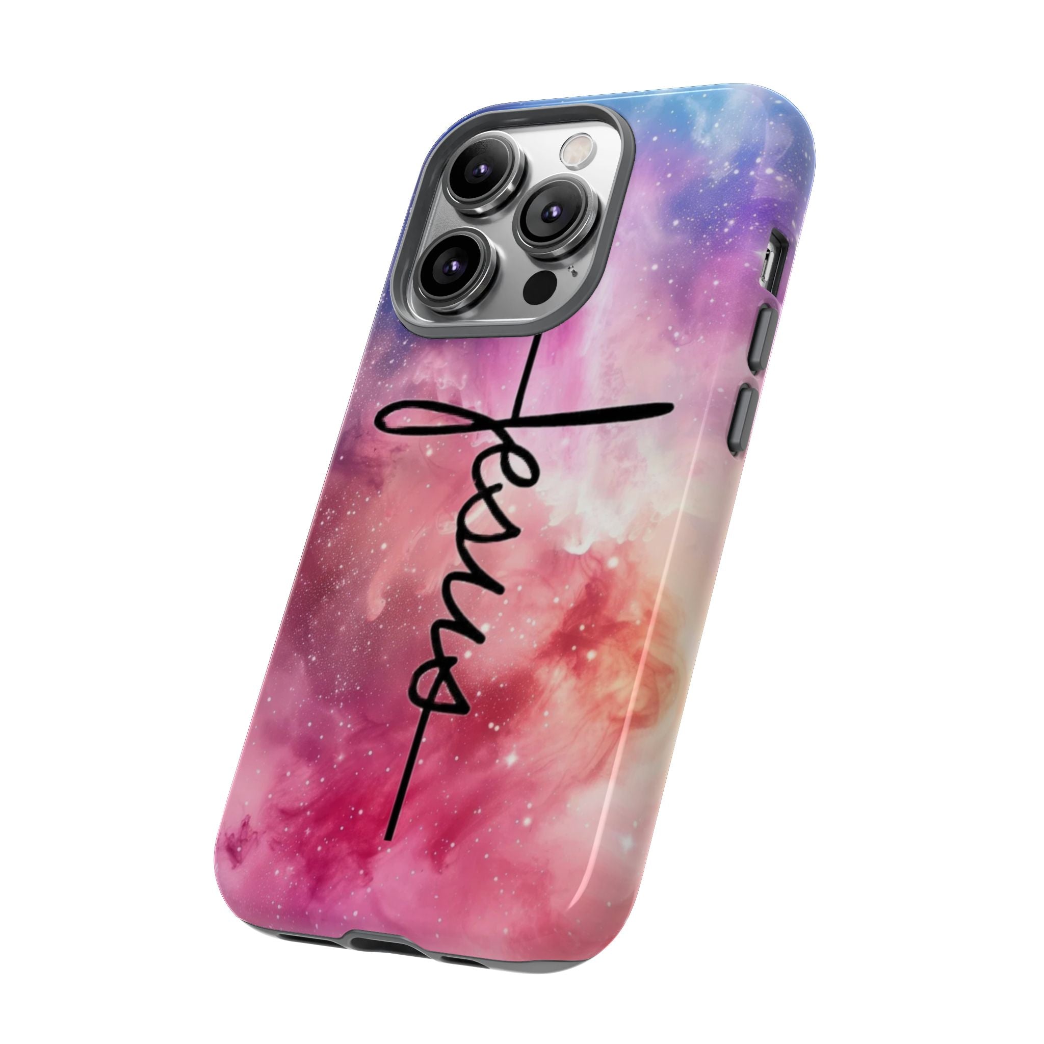 Jesus Cross Phone Case — Galaxy Pink Gradient Christian iPhone Cover