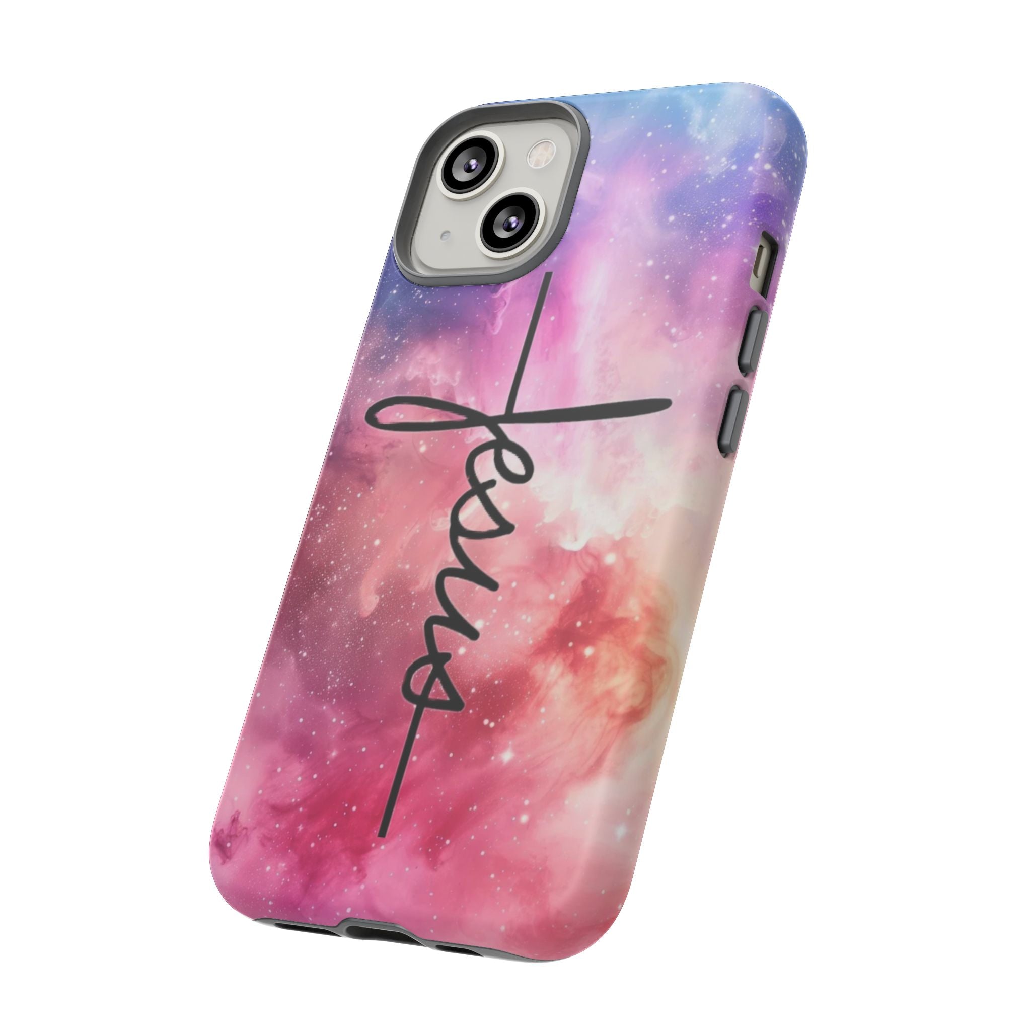Jesus Cross Phone Case — Galaxy Pink Gradient Christian iPhone Cover