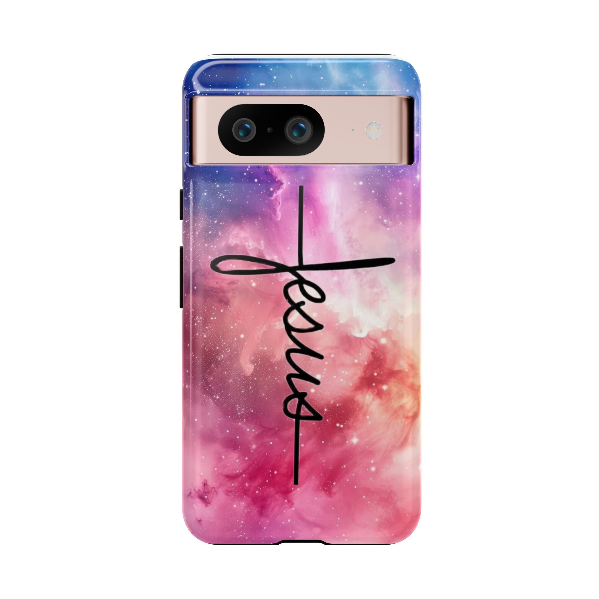 Jesus Cross Phone Case — Galaxy Pink Gradient Christian iPhone Cover