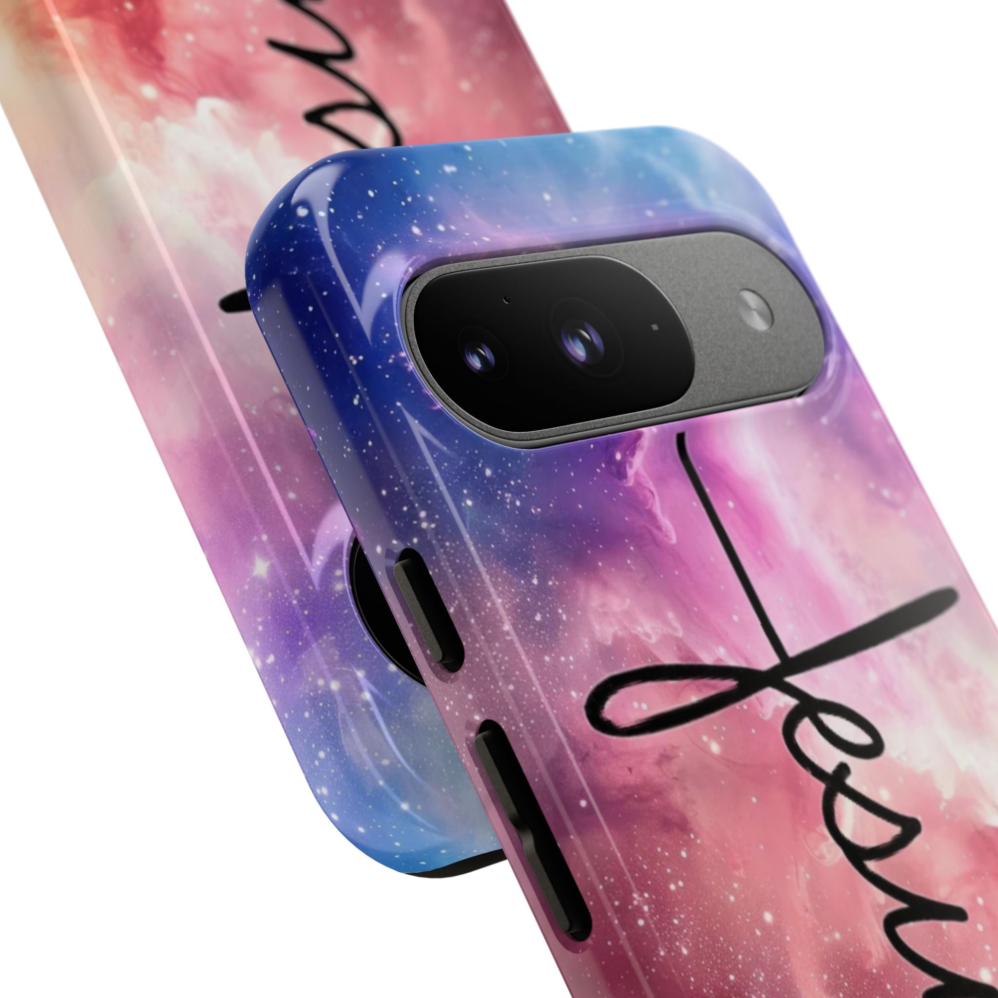 Jesus Cross Phone Case — Galaxy Pink Gradient Christian iPhone Cover