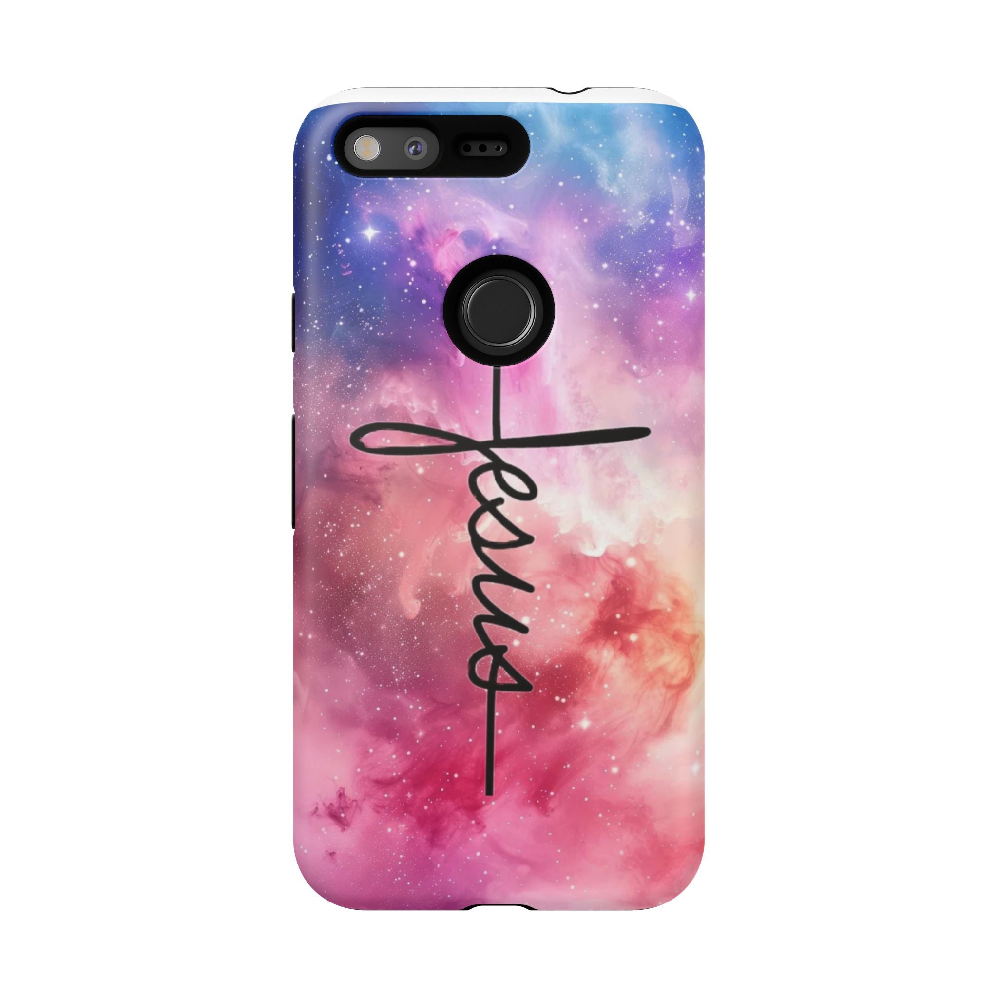 Jesus Cross Phone Case — Galaxy Pink Gradient Christian iPhone Cover