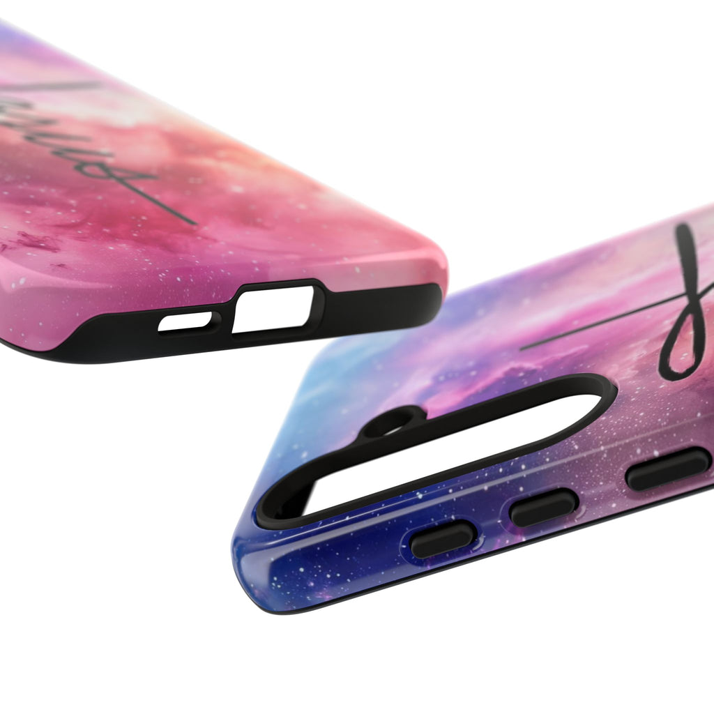 Jesus Cross Phone Case — Galaxy Pink Gradient Christian iPhone Cover