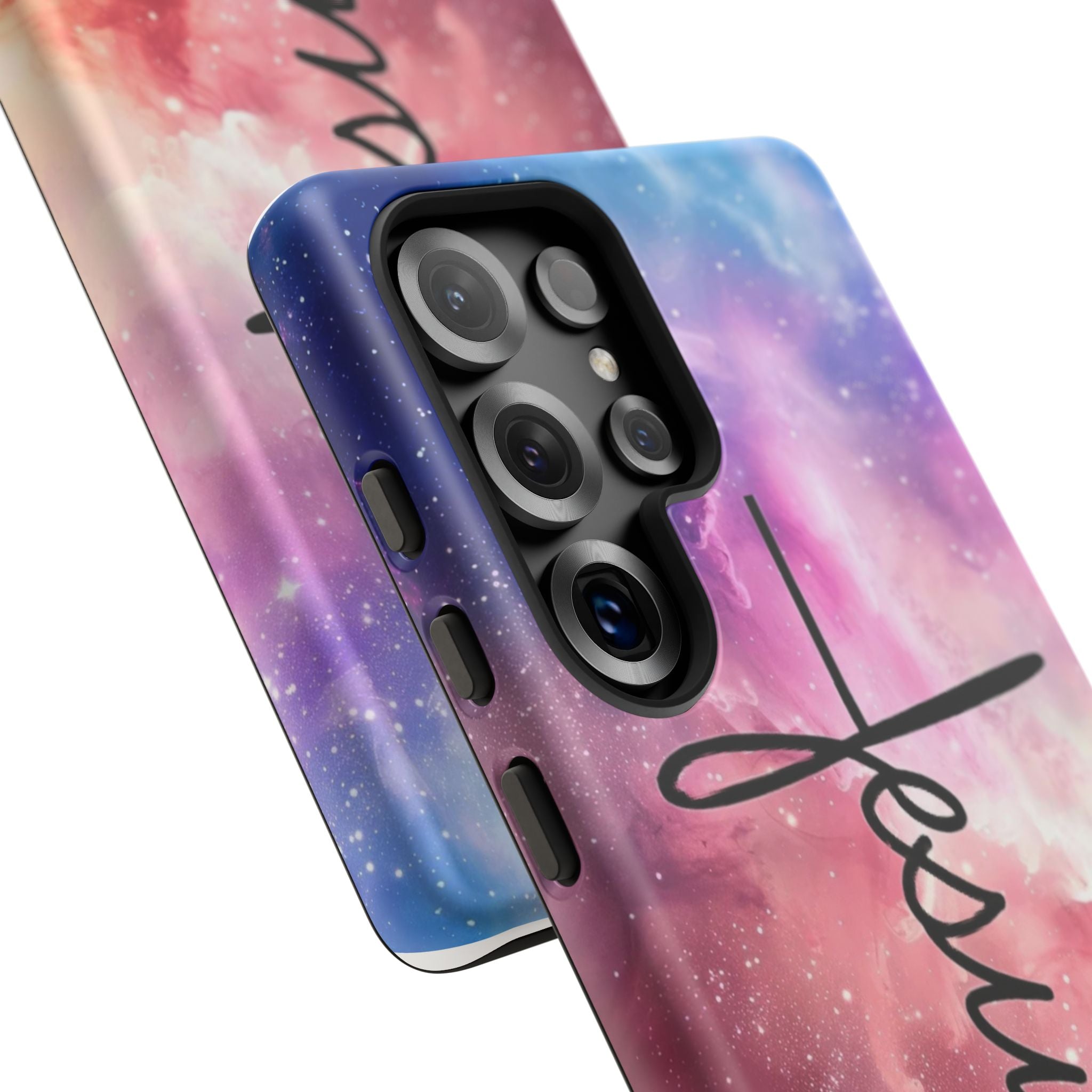 Jesus Cross Phone Case — Galaxy Pink Gradient Christian iPhone Cover