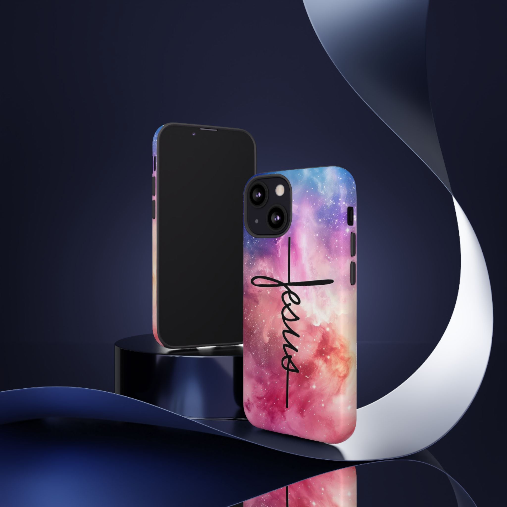 Jesus Cross Phone Case — Galaxy Pink Gradient Christian iPhone Cover