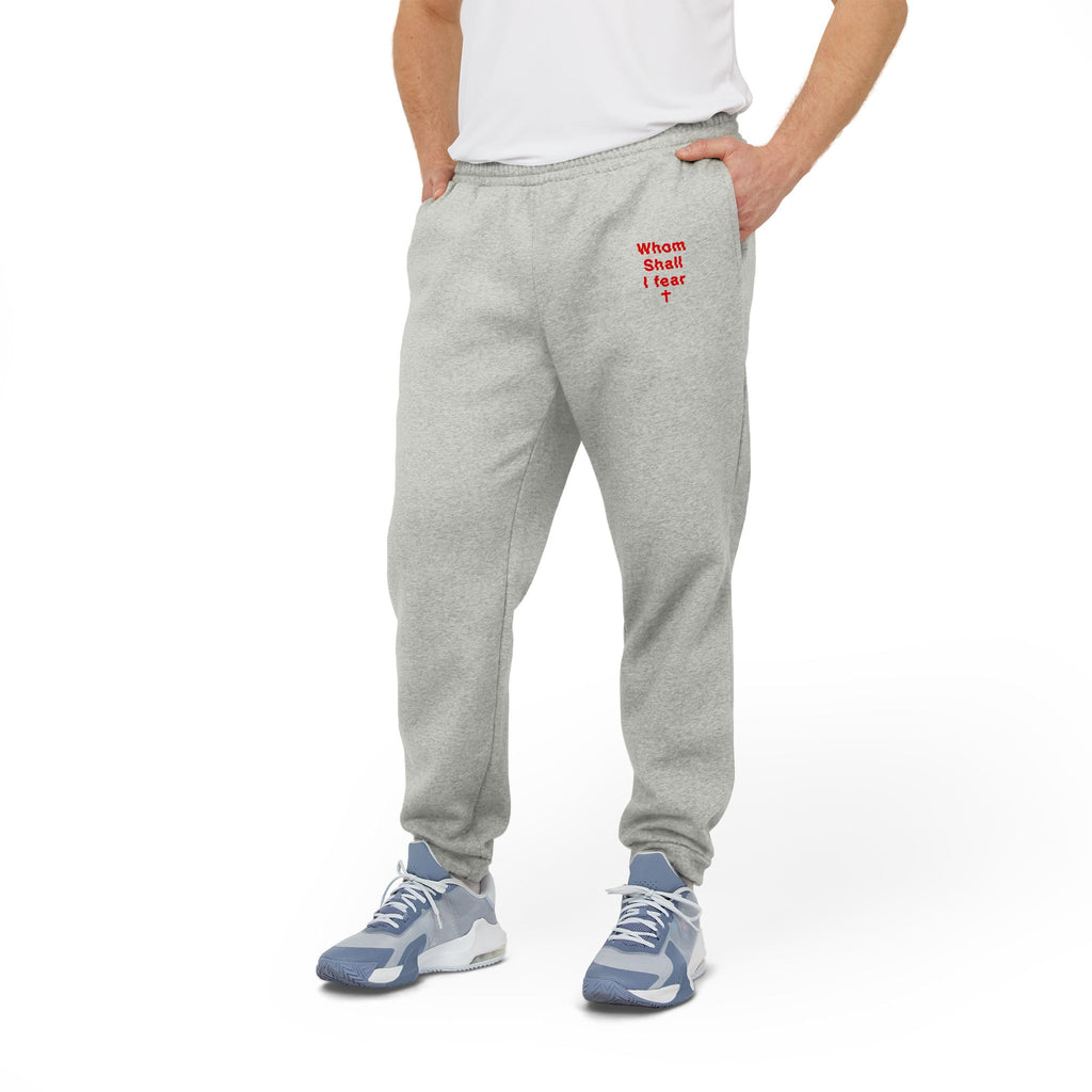 Fleece Joggers — Grey Sweatpants with Small Red “When I Cheat I Lose” Heart Graphic