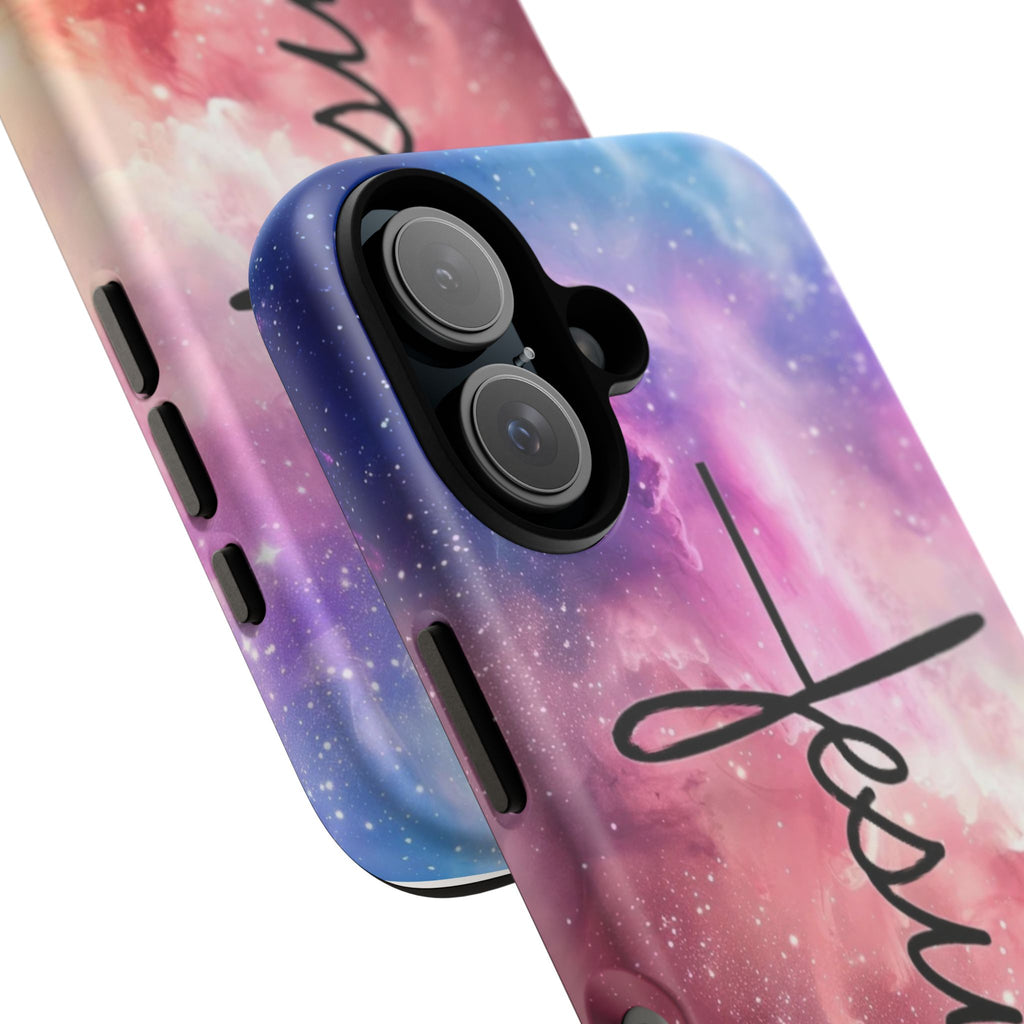 Jesus Cross Phone Case — Galaxy Pink Gradient Christian iPhone Cover