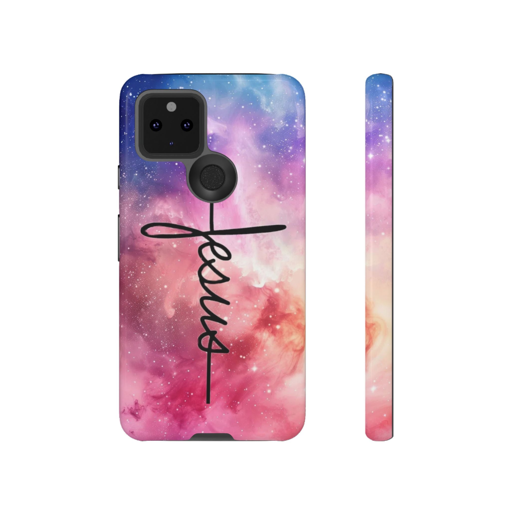Jesus Cross Phone Case — Galaxy Pink Gradient Christian iPhone Cover
