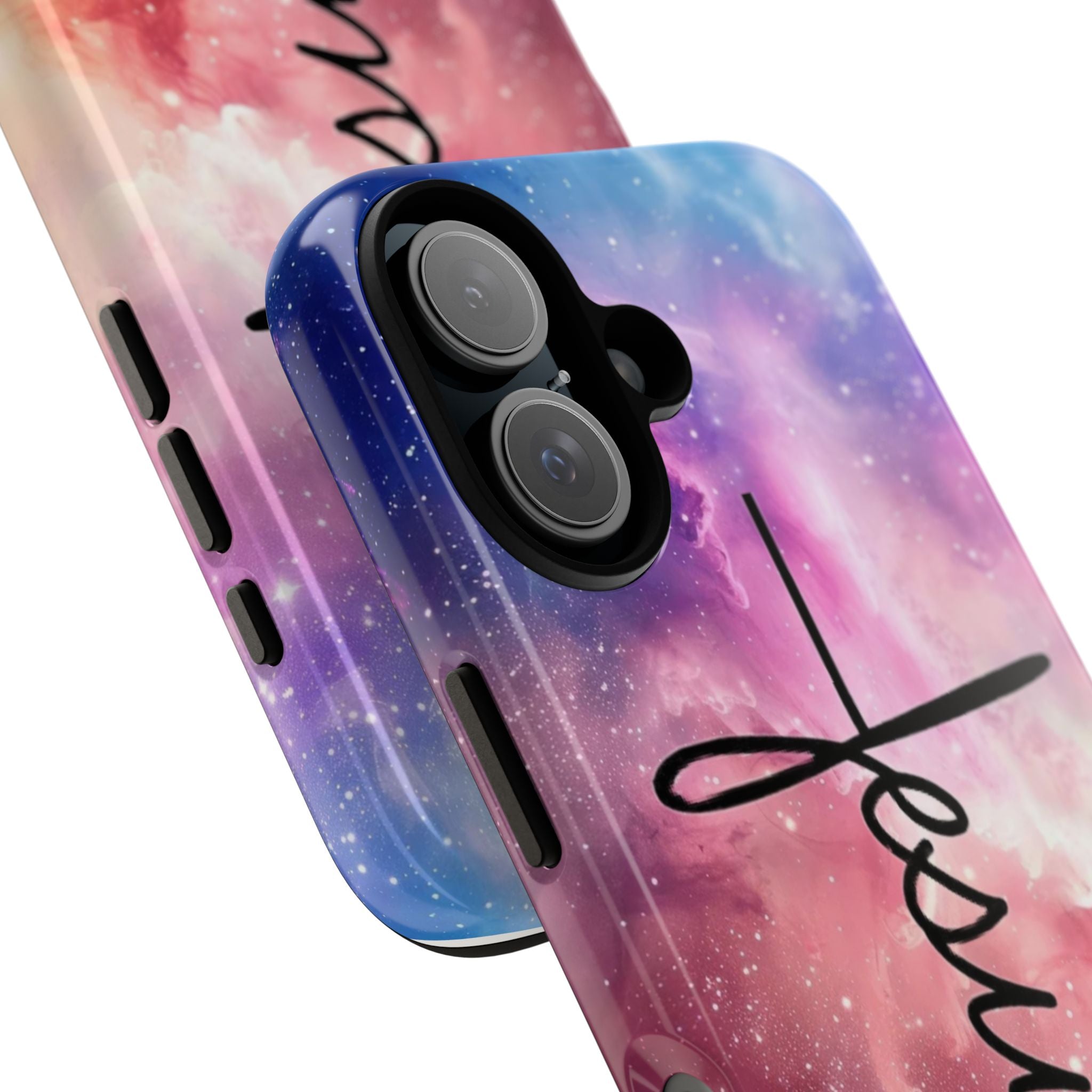 Jesus Cross Phone Case — Galaxy Pink Gradient Christian iPhone Cover