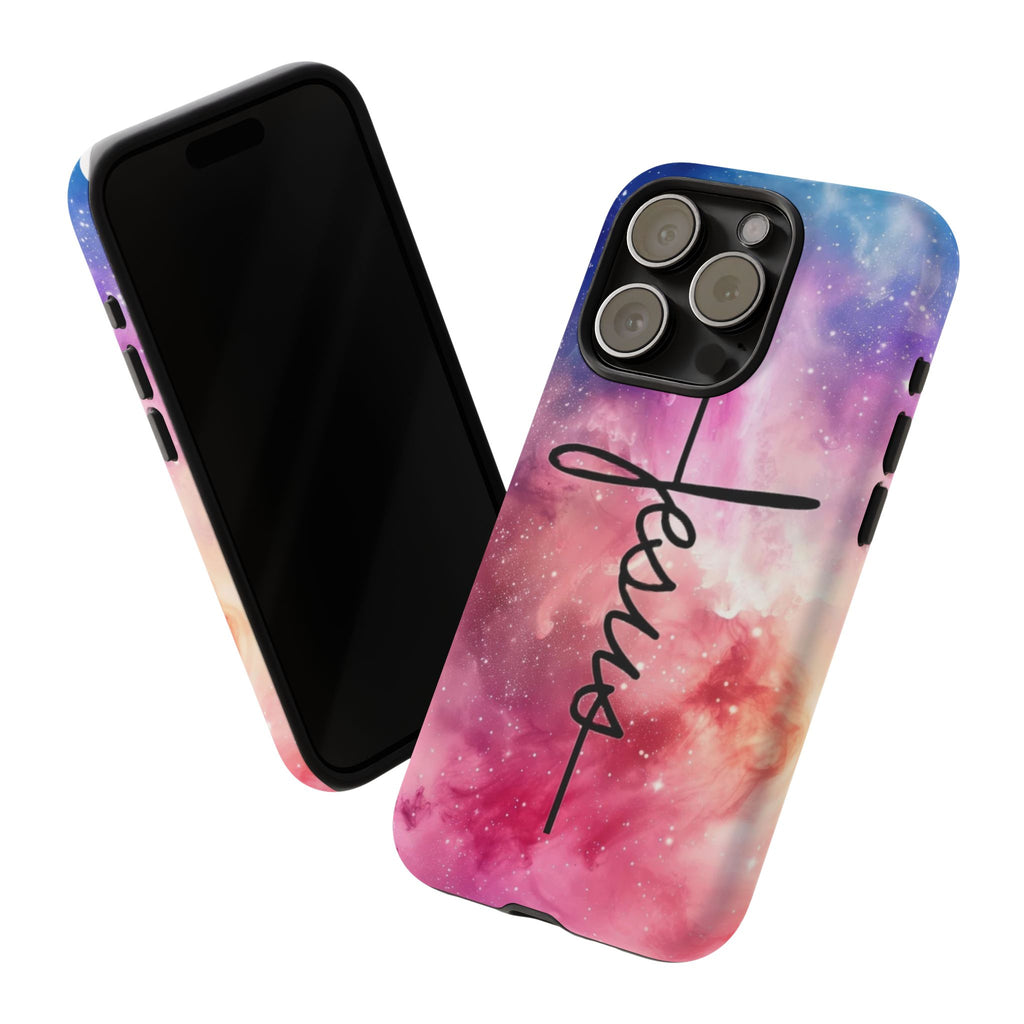 Jesus Cross Phone Case — Galaxy Pink Gradient Christian iPhone Cover