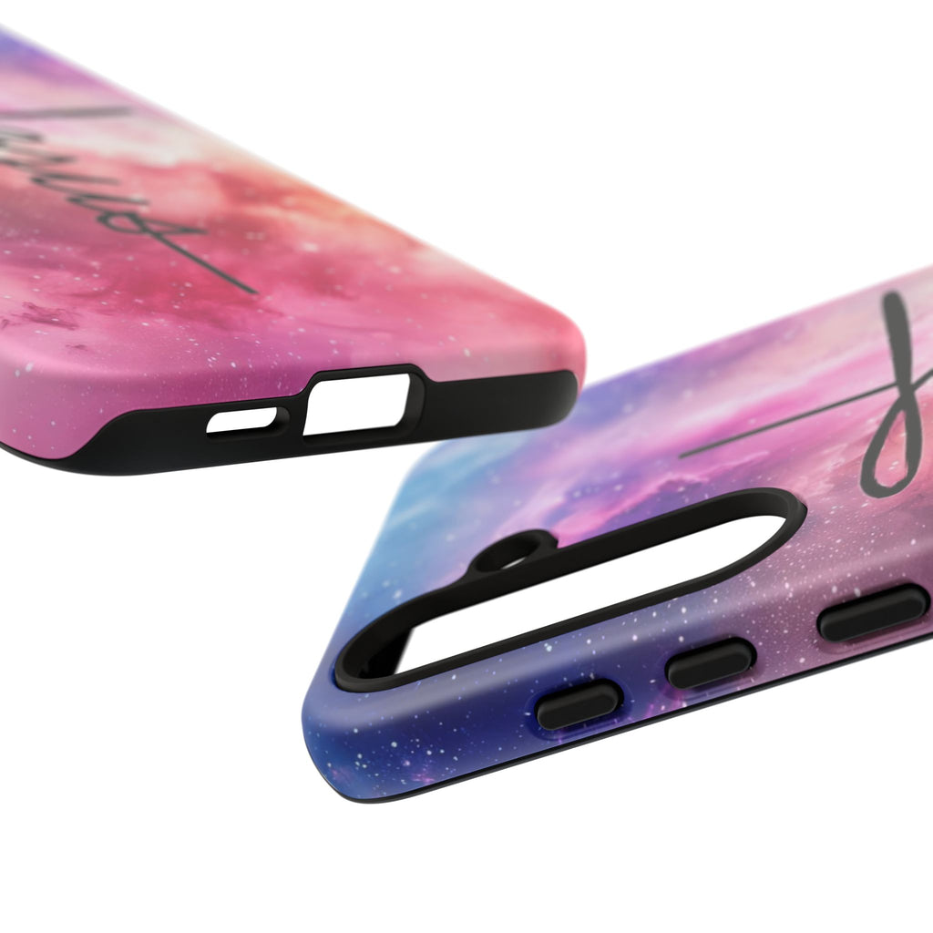 Jesus Cross Phone Case — Galaxy Pink Gradient Christian iPhone Cover