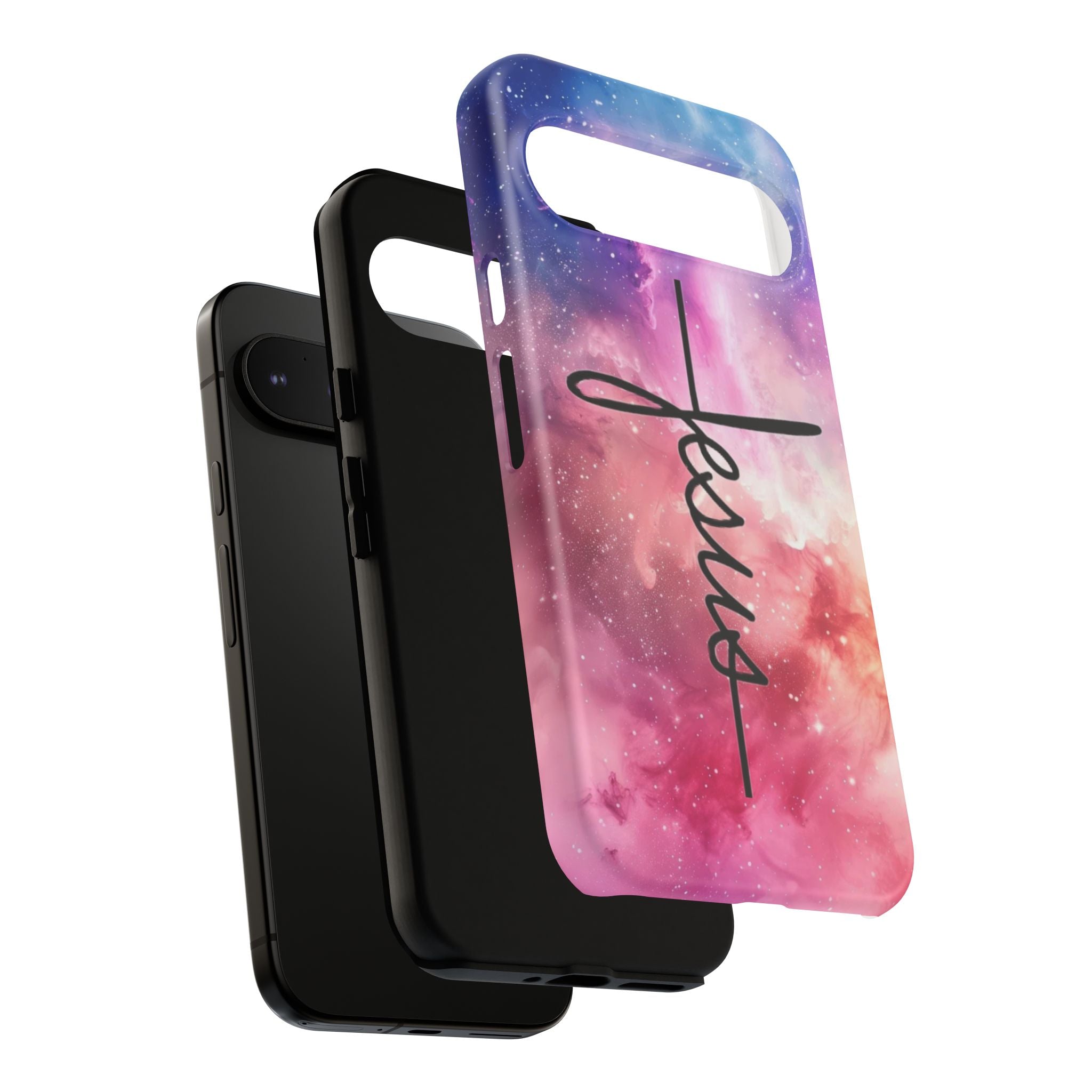 Jesus Cross Phone Case — Galaxy Pink Gradient Christian iPhone Cover