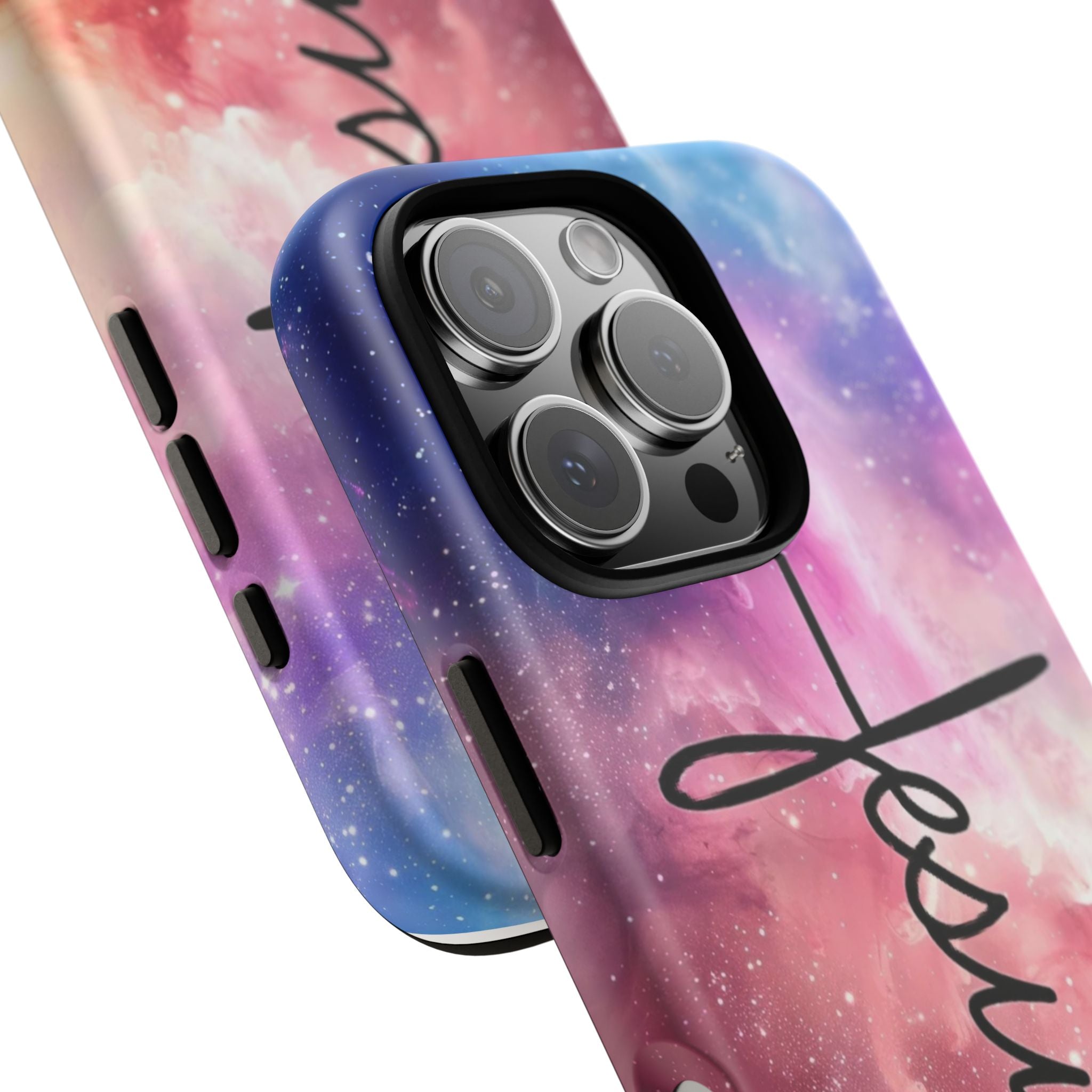 Jesus Cross Phone Case — Galaxy Pink Gradient Christian iPhone Cover