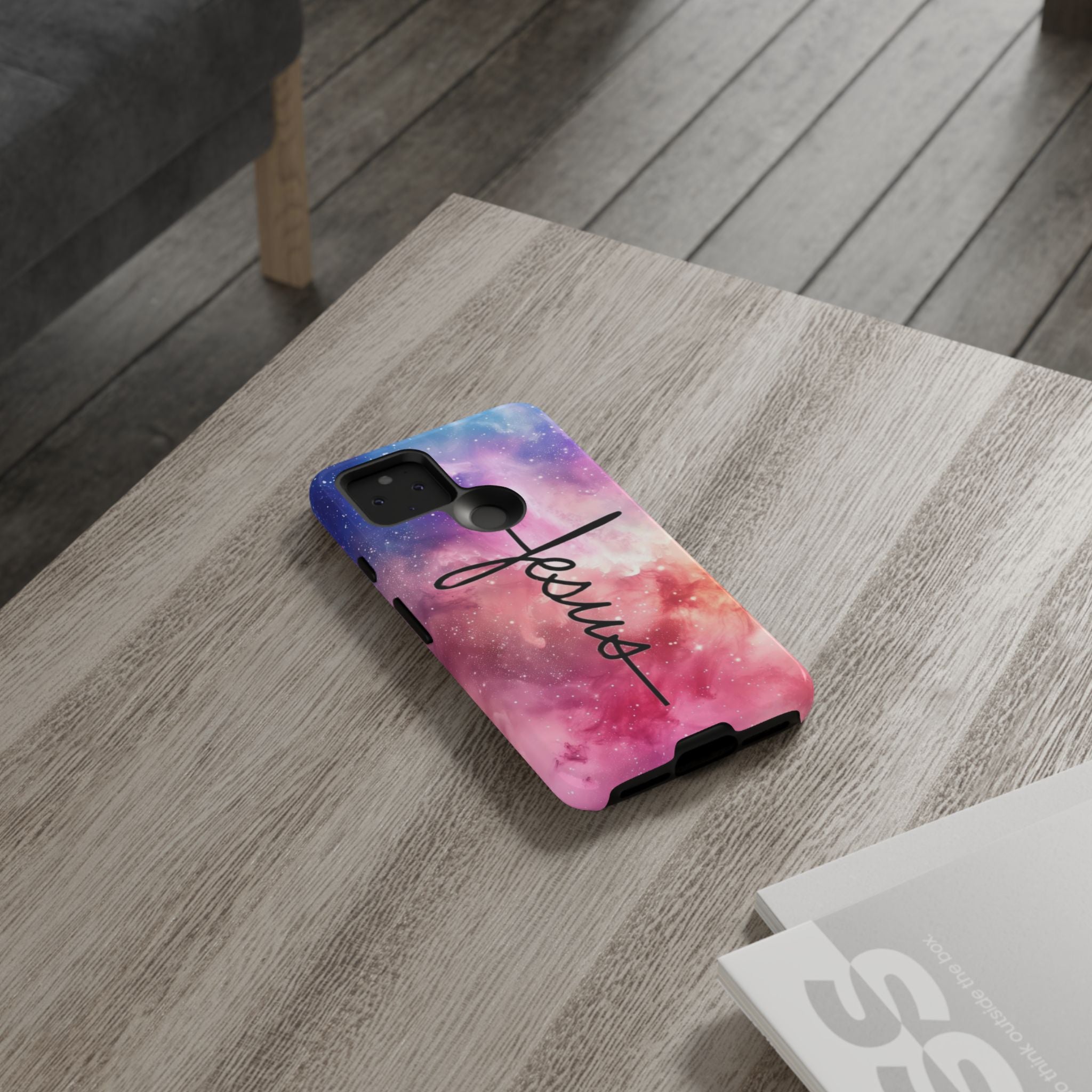 Jesus Cross Phone Case — Galaxy Pink Gradient Christian iPhone Cover