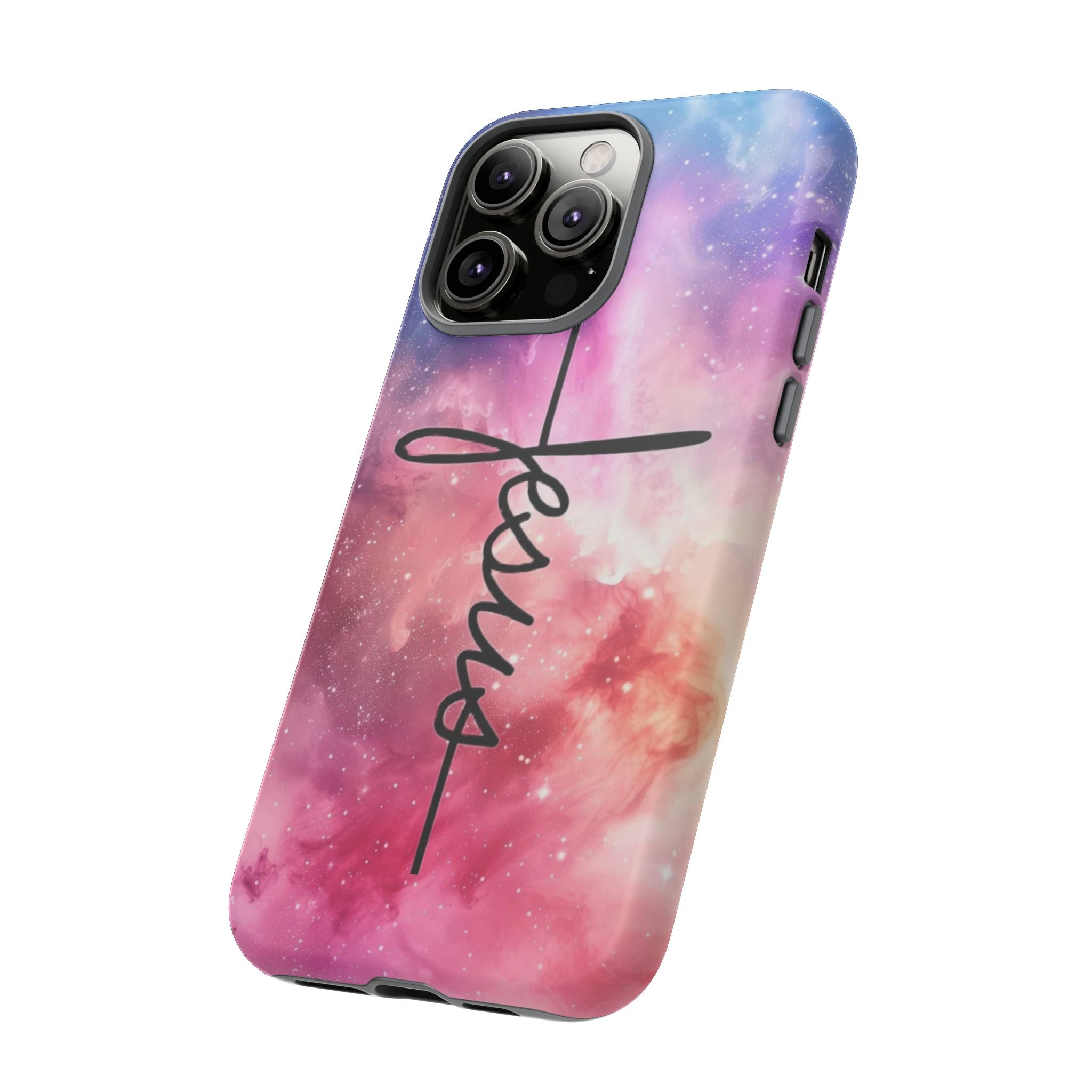 Jesus Cross Phone Case — Galaxy Pink Gradient Christian iPhone Cover
