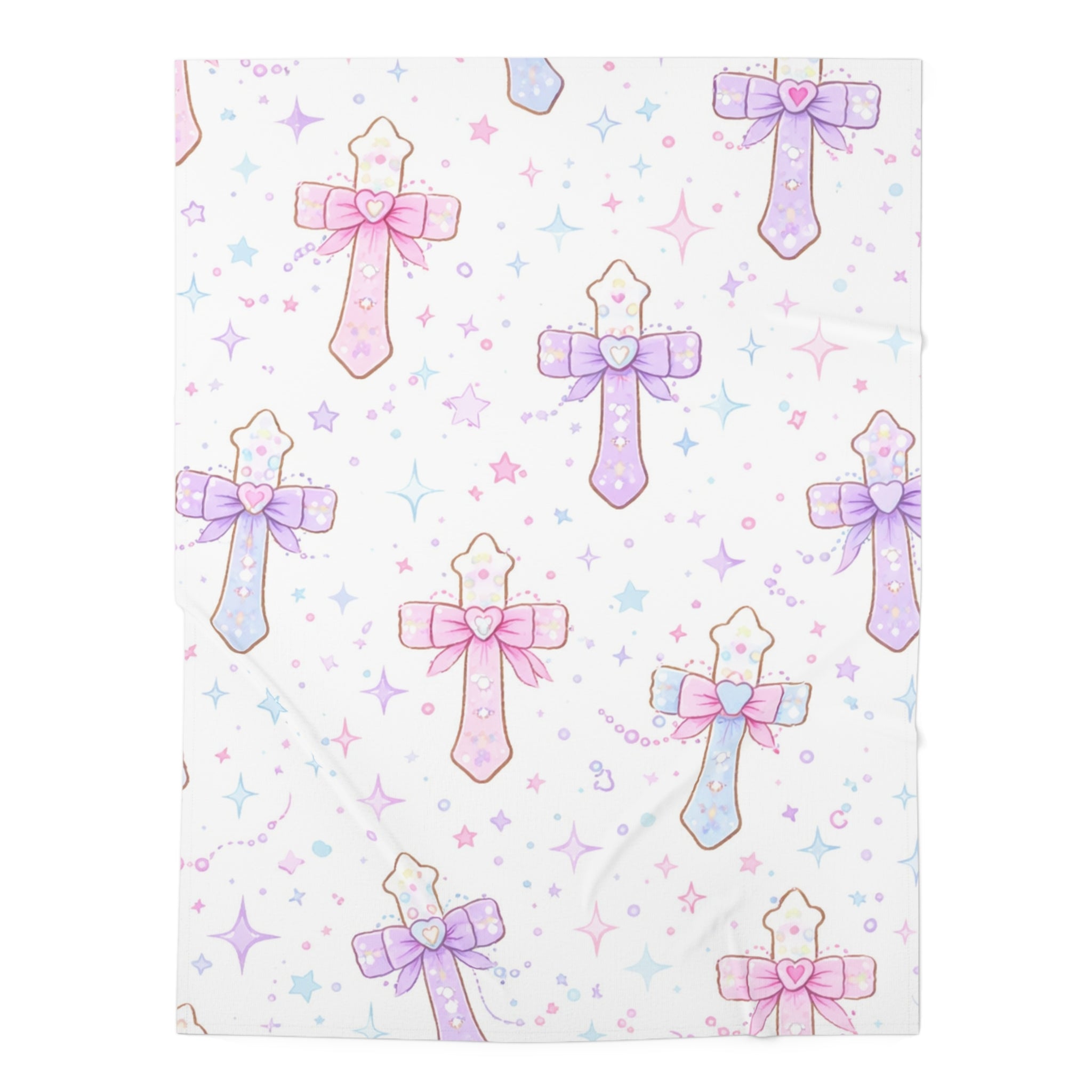 Pastel Cross Baby Swaddle Blanket —