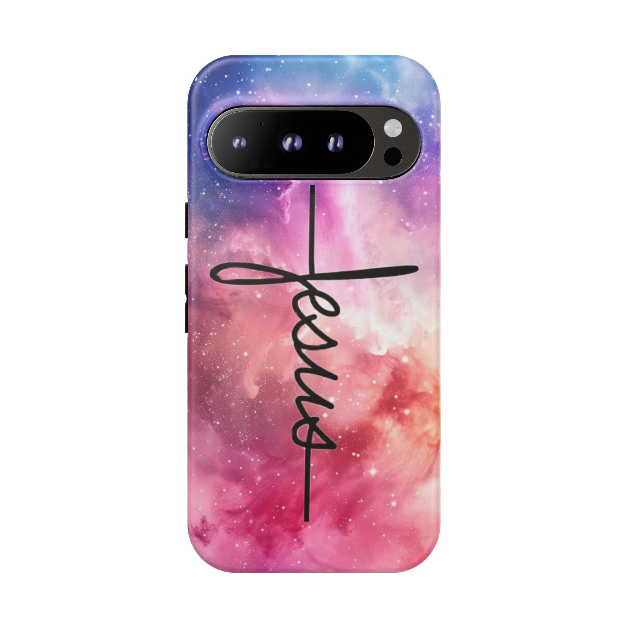 Jesus Cross Phone Case — Galaxy Pink Gradient Christian iPhone Cover