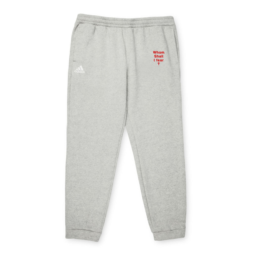 Fleece Joggers — Grey Sweatpants with Small Red “When I Cheat I Lose” Heart Graphic
