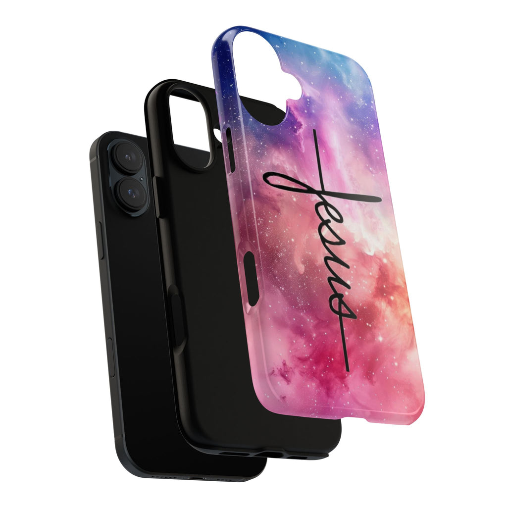 Jesus Cross Phone Case — Galaxy Pink Gradient Christian iPhone Cover