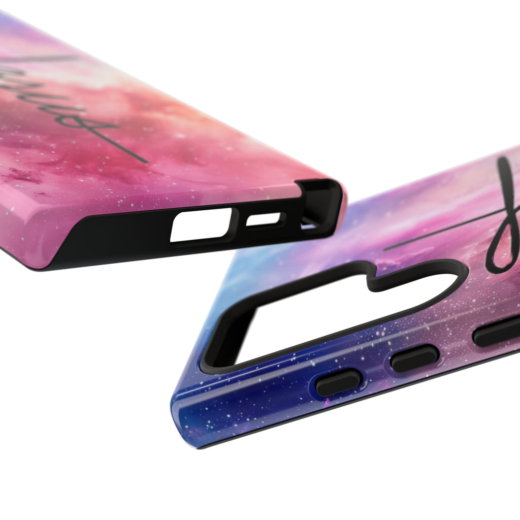 Jesus Cross Phone Case — Galaxy Pink Gradient Christian iPhone Cover