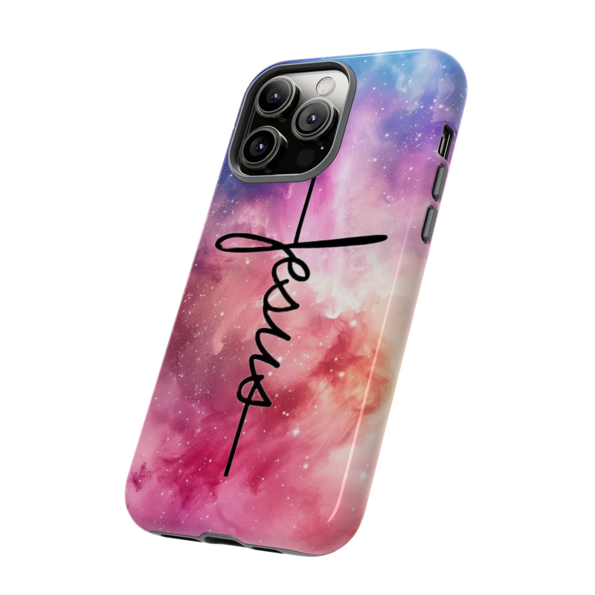 Jesus Cross Phone Case — Galaxy Pink Gradient Christian iPhone Cover