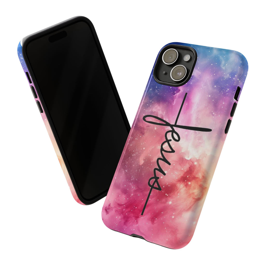 Jesus Cross Phone Case — Galaxy Pink Gradient Christian iPhone Cover
