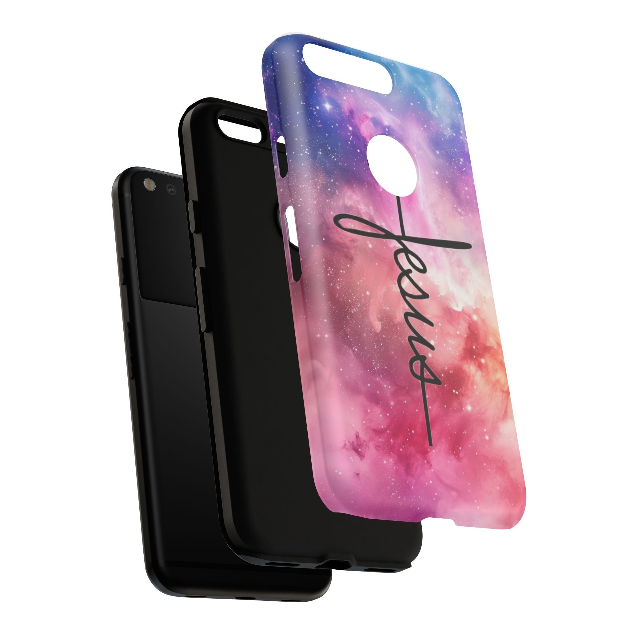 Jesus Cross Phone Case — Galaxy Pink Gradient Christian iPhone Cover