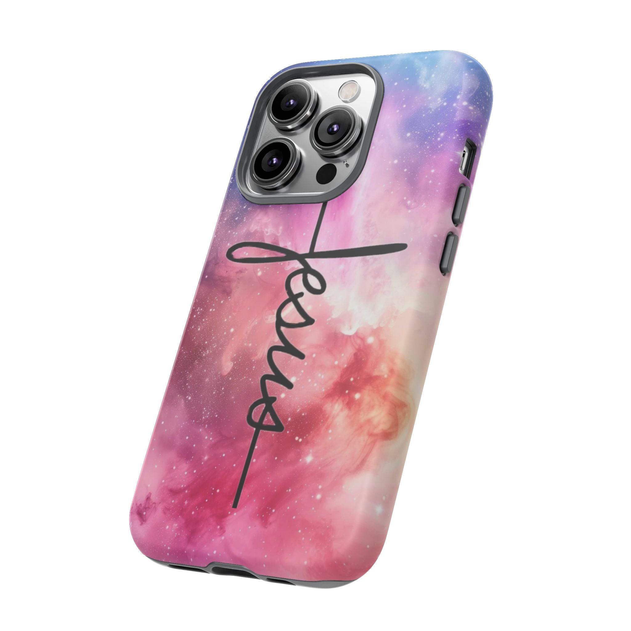 Jesus Cross Phone Case — Galaxy Pink Gradient Christian iPhone Cover