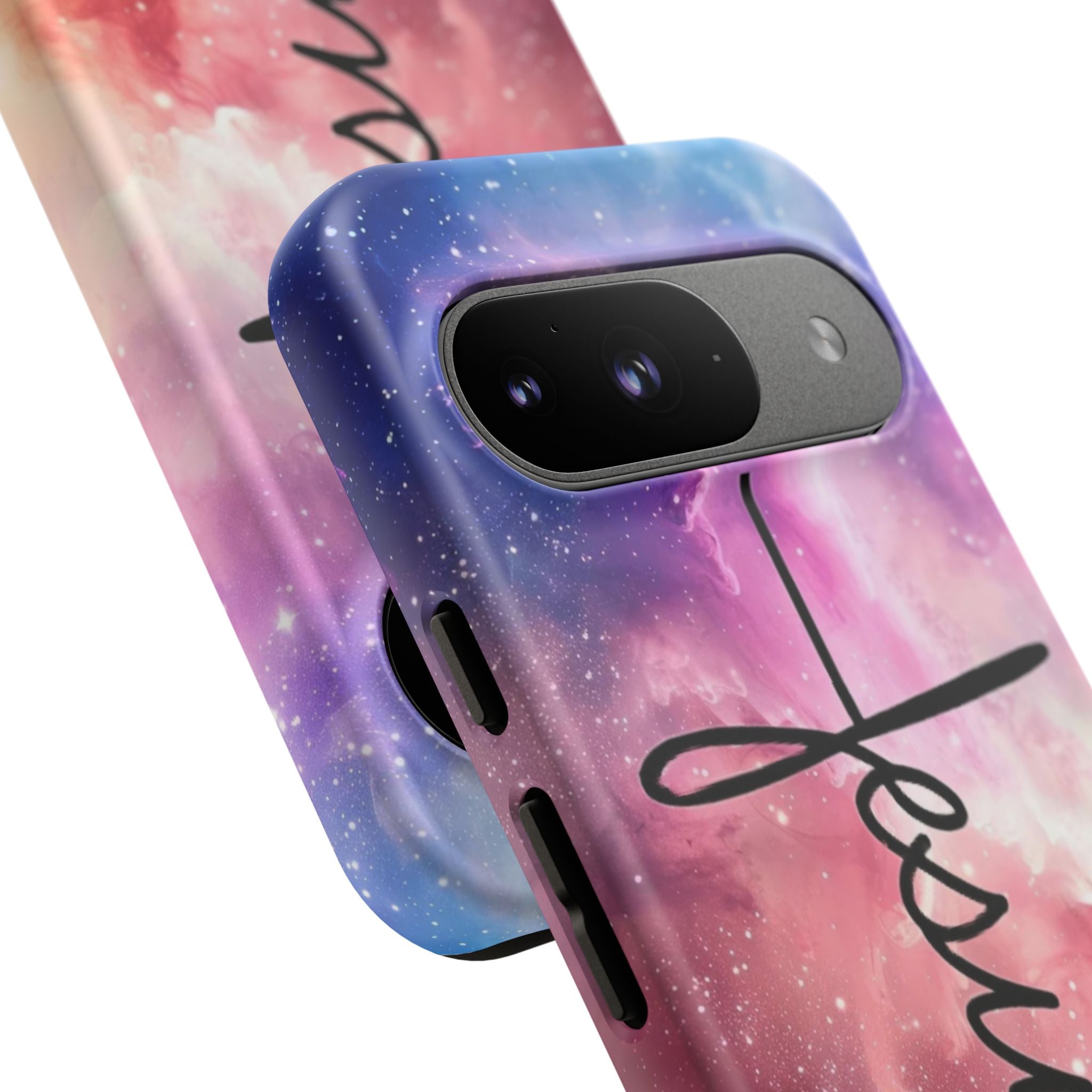 Jesus Cross Phone Case — Galaxy Pink Gradient Christian iPhone Cover