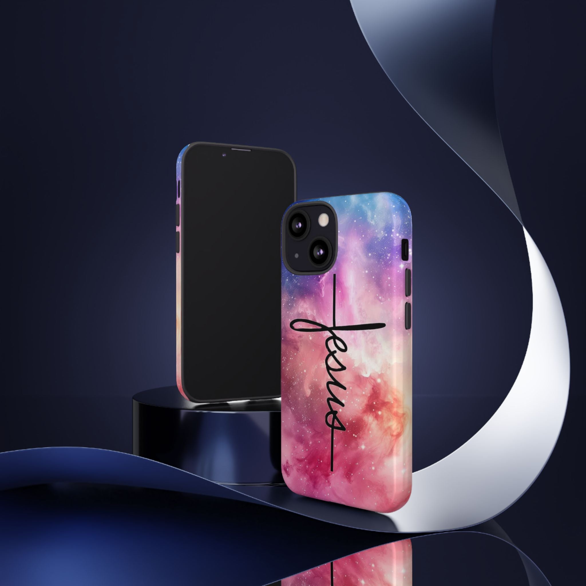 Jesus Cross Phone Case — Galaxy Pink Gradient Christian iPhone Cover
