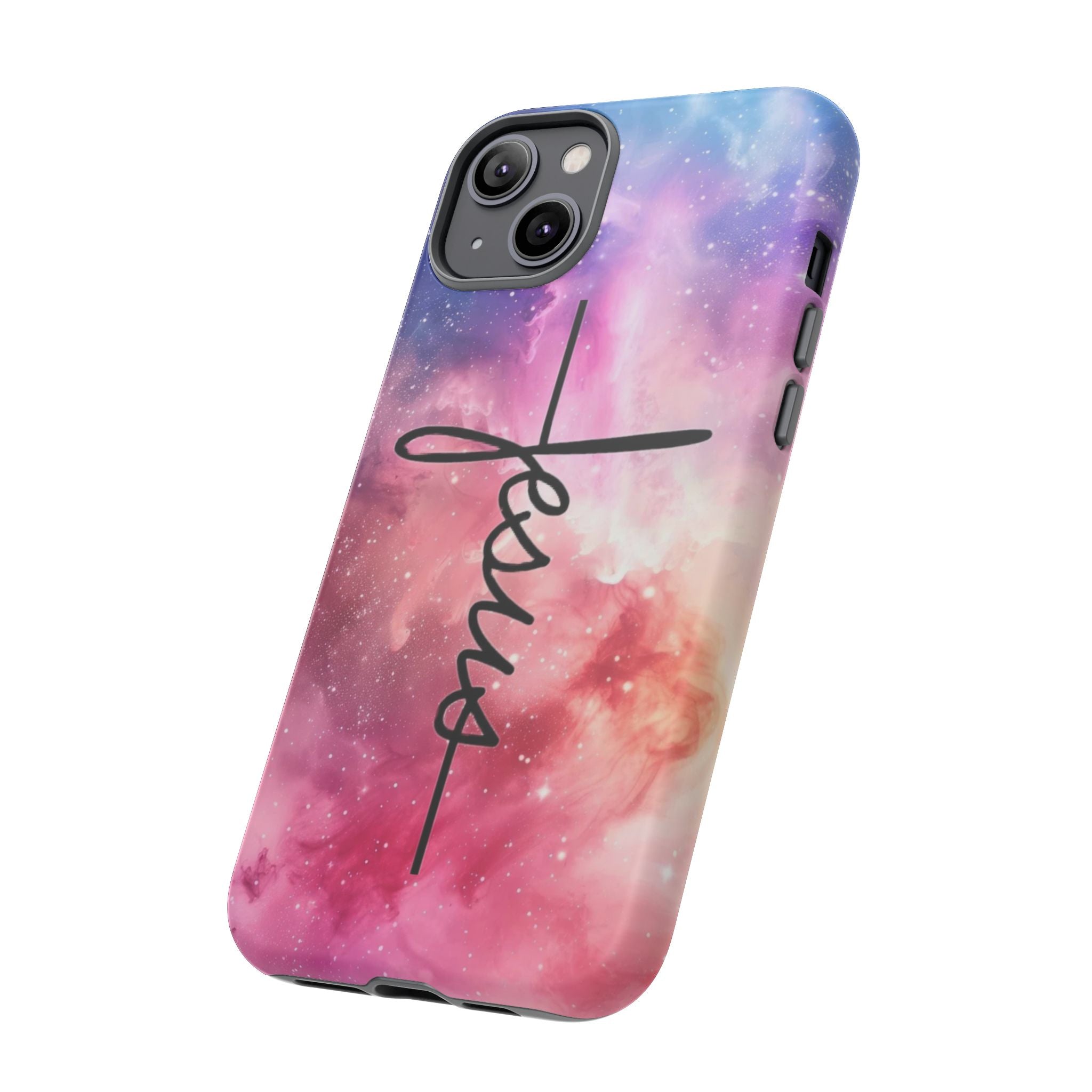 Jesus Cross Phone Case — Galaxy Pink Gradient Christian iPhone Cover
