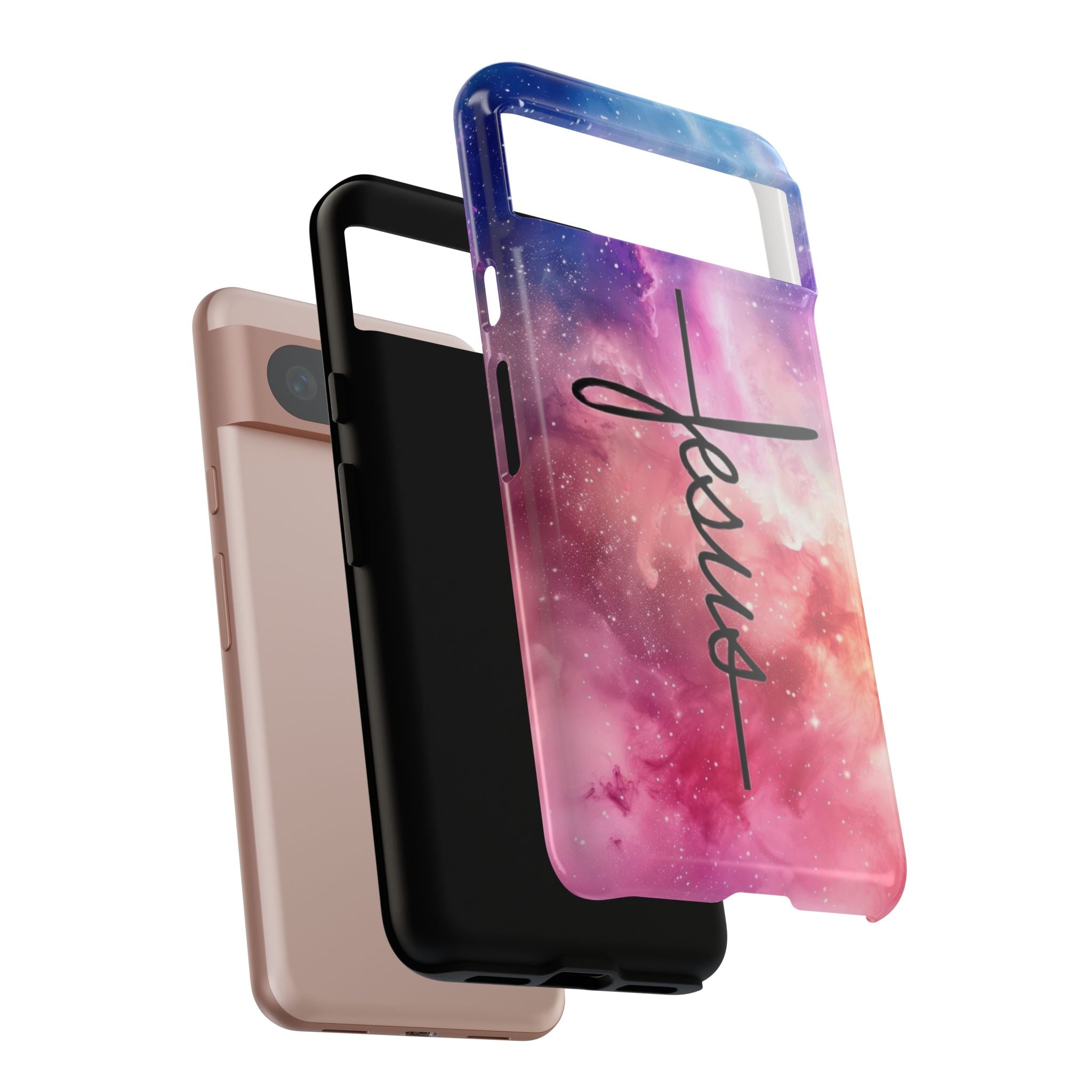 Jesus Cross Phone Case — Galaxy Pink Gradient Christian iPhone Cover