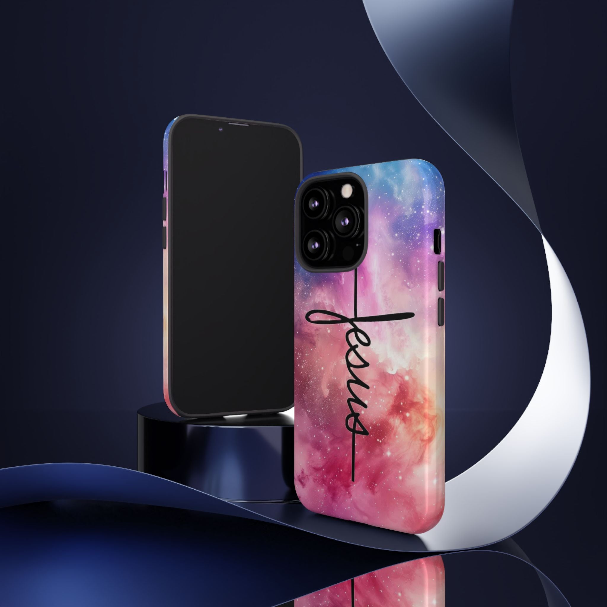 Jesus Cross Phone Case — Galaxy Pink Gradient Christian iPhone Cover