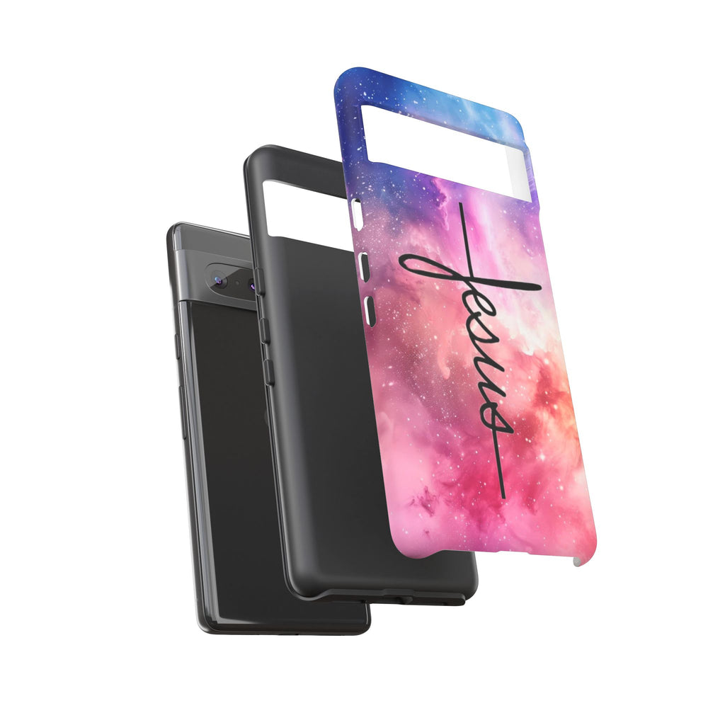 Jesus Cross Phone Case — Galaxy Pink Gradient Christian iPhone Cover