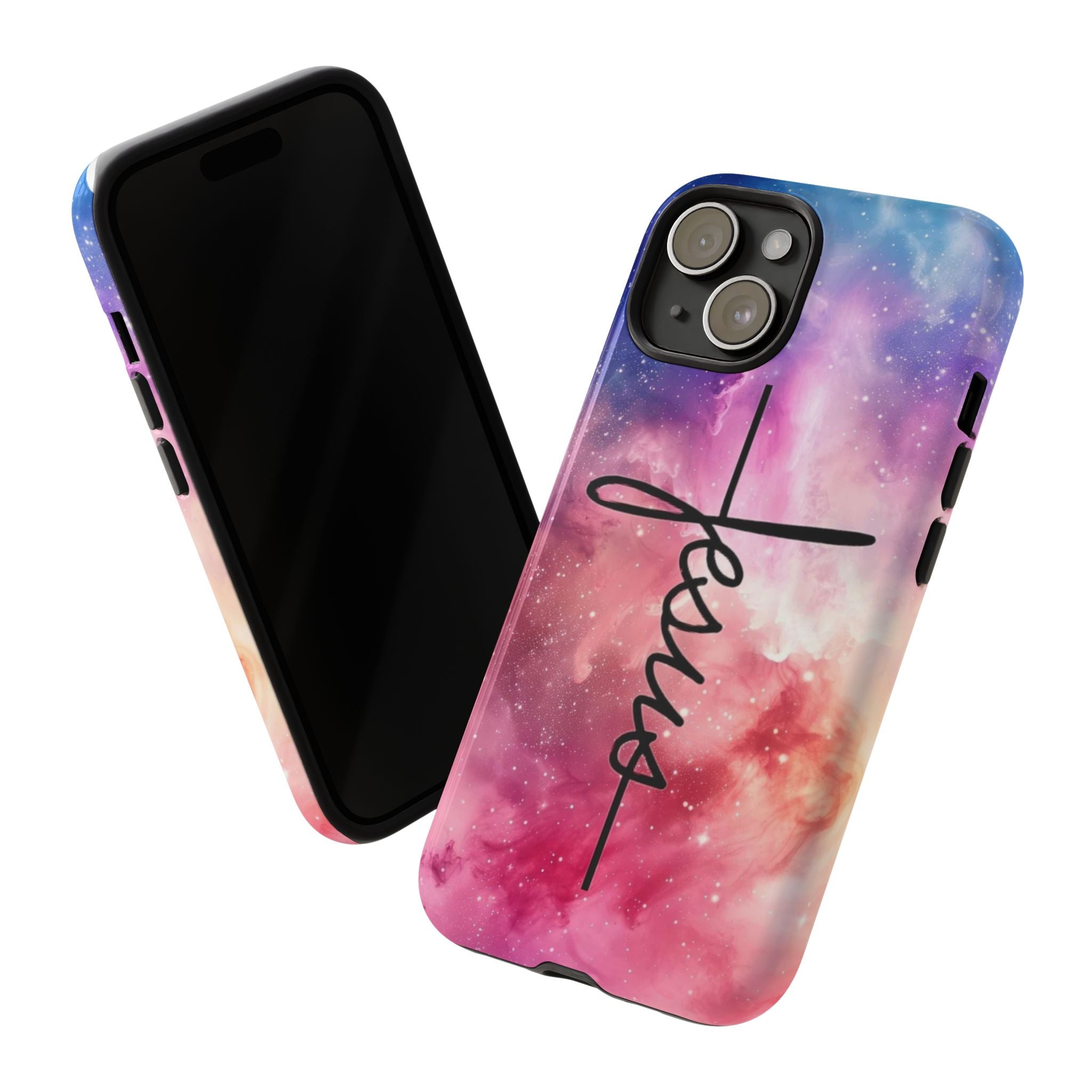 Jesus Cross Phone Case — Galaxy Pink Gradient Christian iPhone Cover