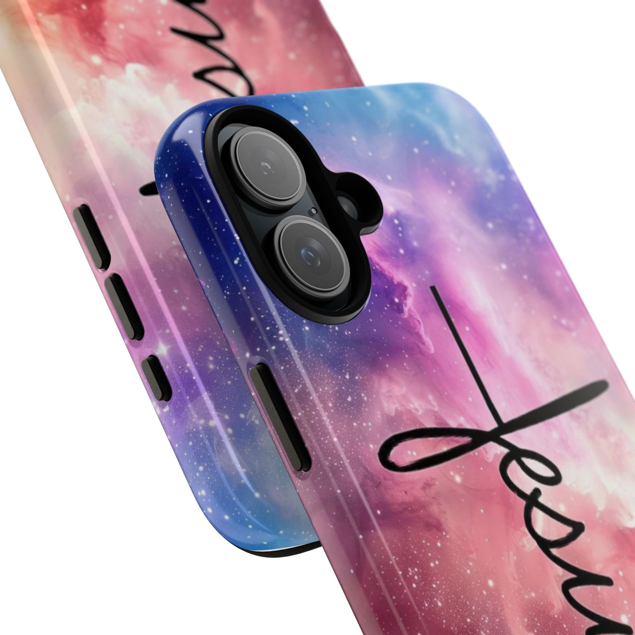 Jesus Cross Phone Case — Galaxy Pink Gradient Christian iPhone Cover