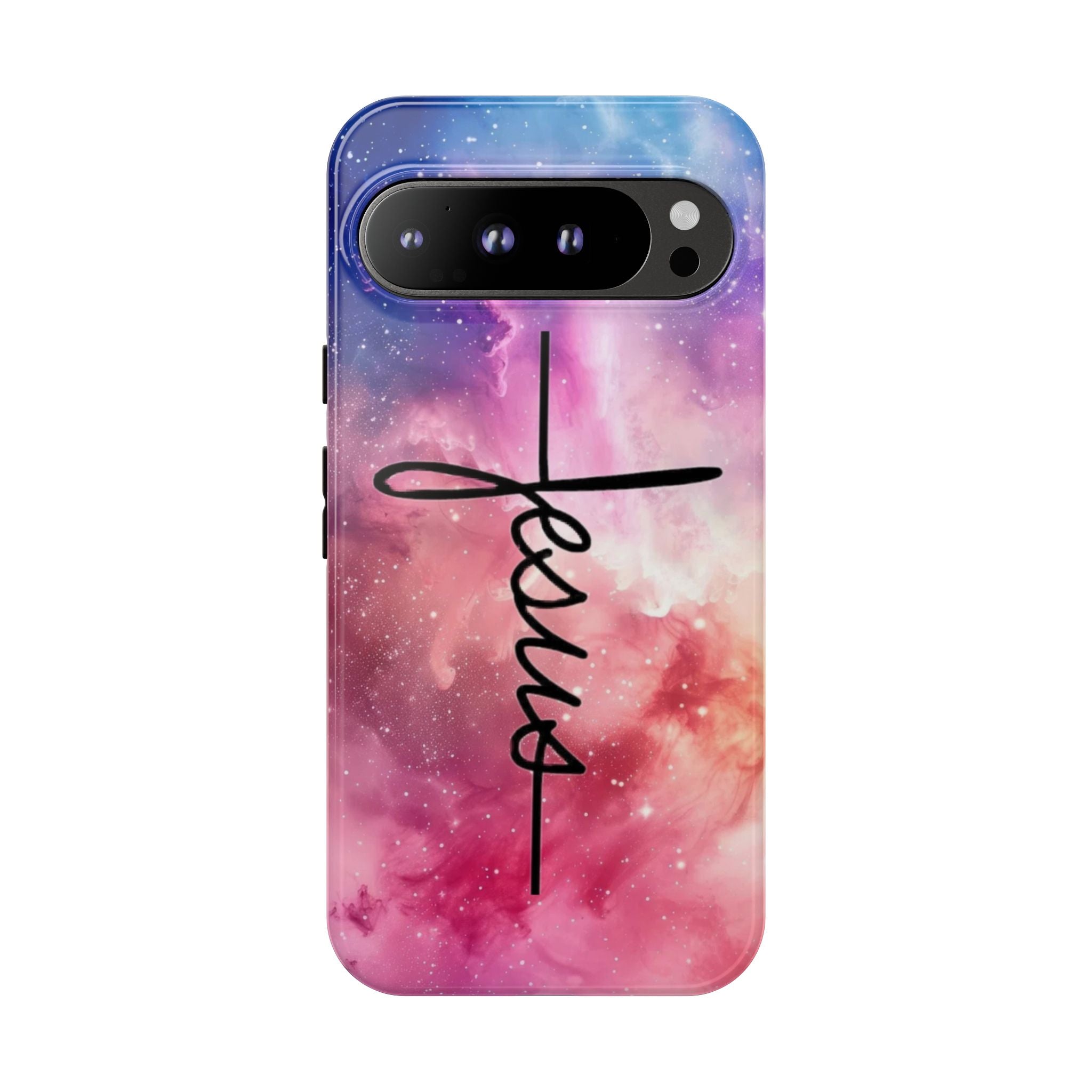Jesus Cross Phone Case — Galaxy Pink Gradient Christian iPhone Cover