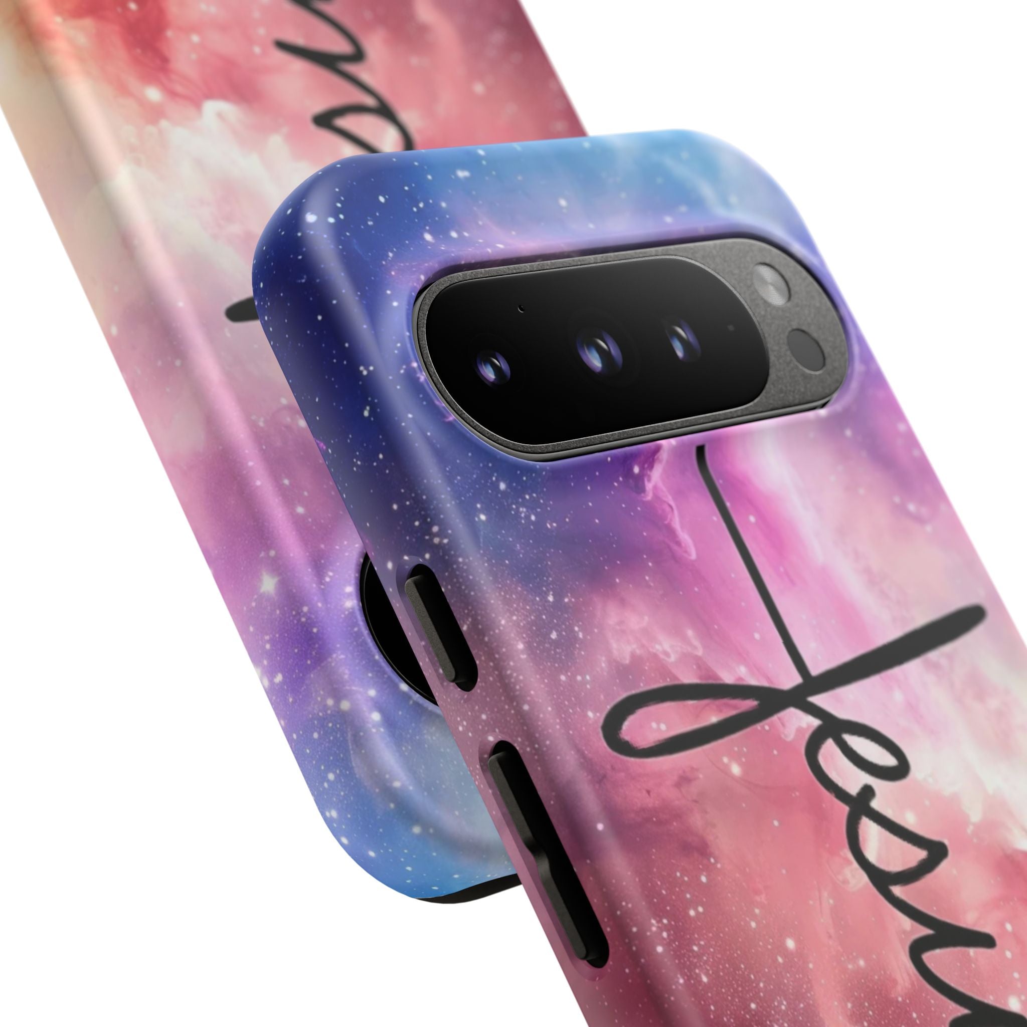 Jesus Cross Phone Case — Galaxy Pink Gradient Christian iPhone Cover
