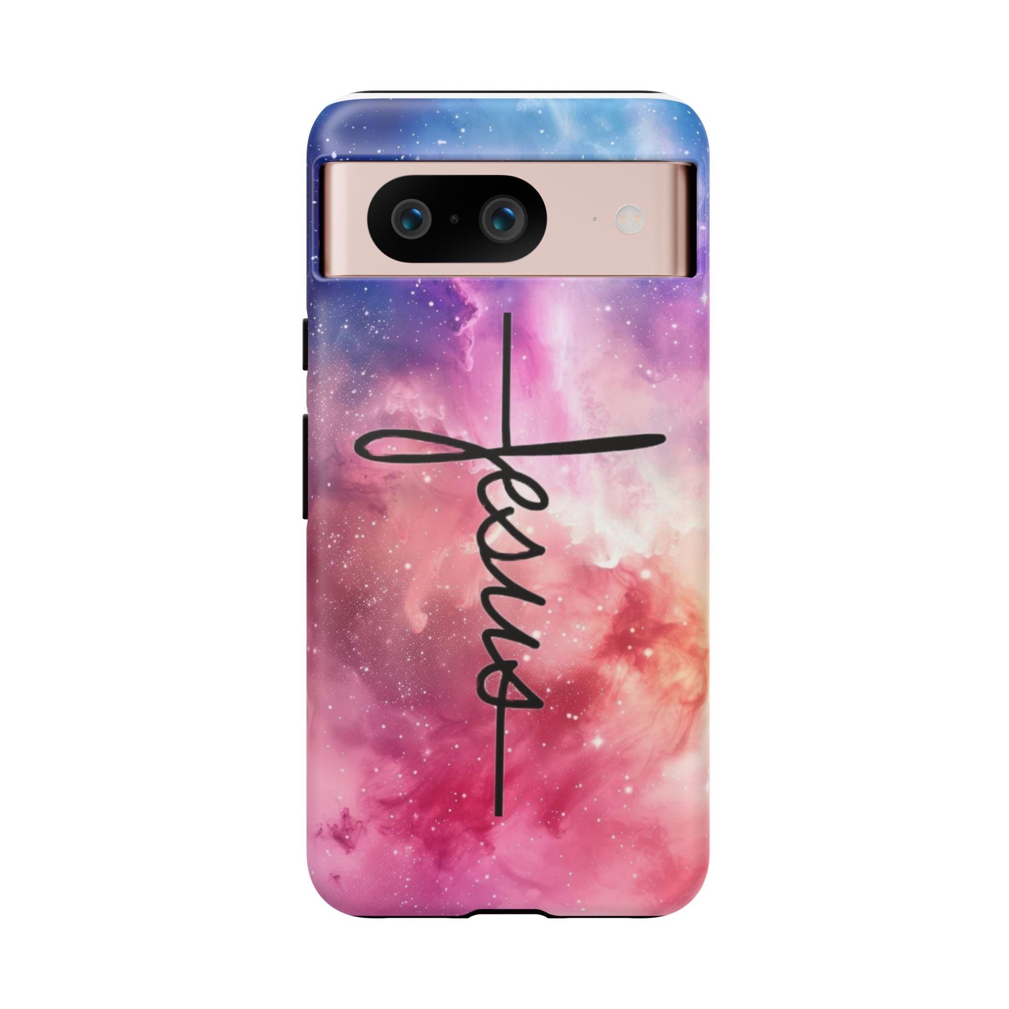 Jesus Cross Phone Case — Galaxy Pink Gradient Christian iPhone Cover