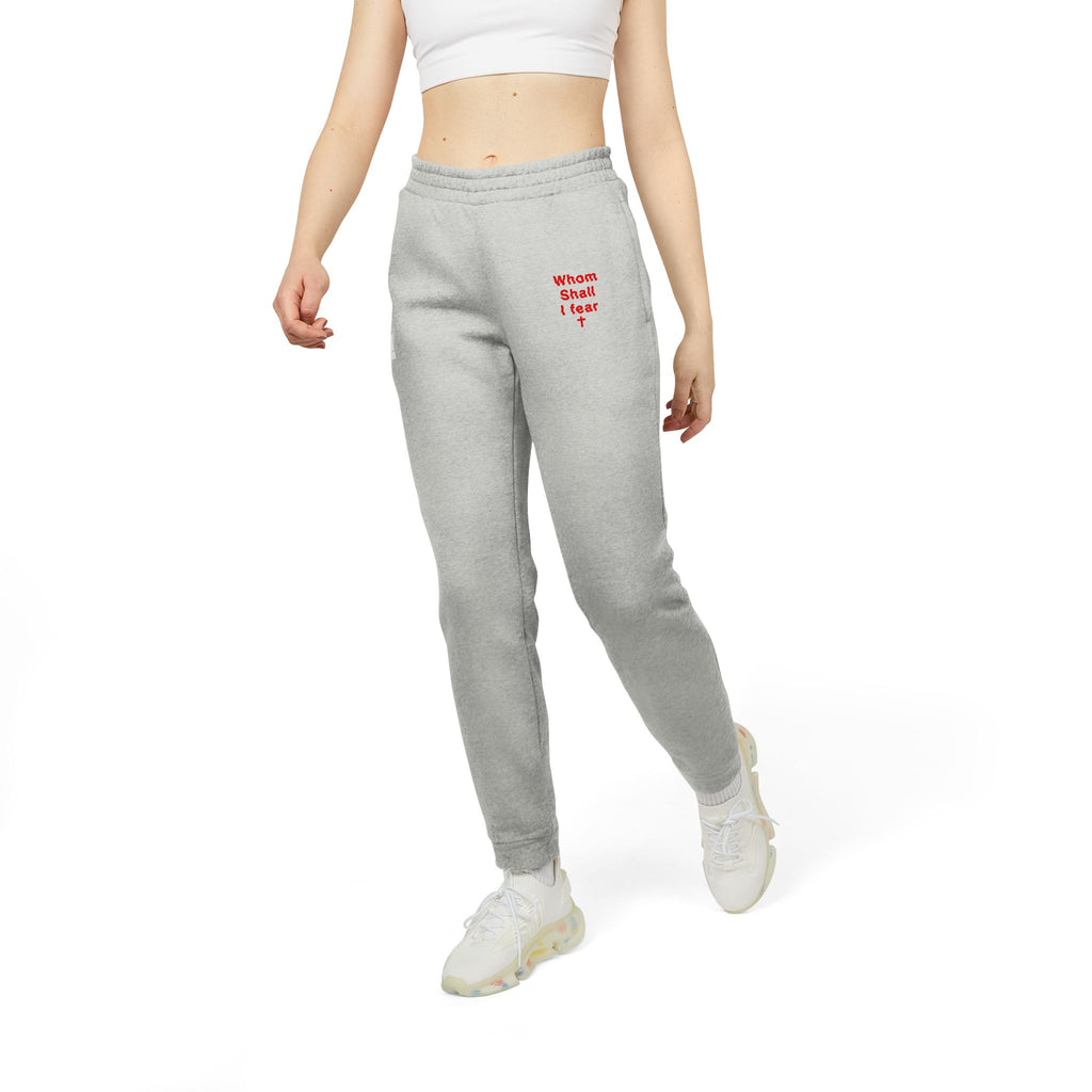 Fleece Joggers — Grey Sweatpants with Small Red “When I Cheat I Lose” Heart Graphic