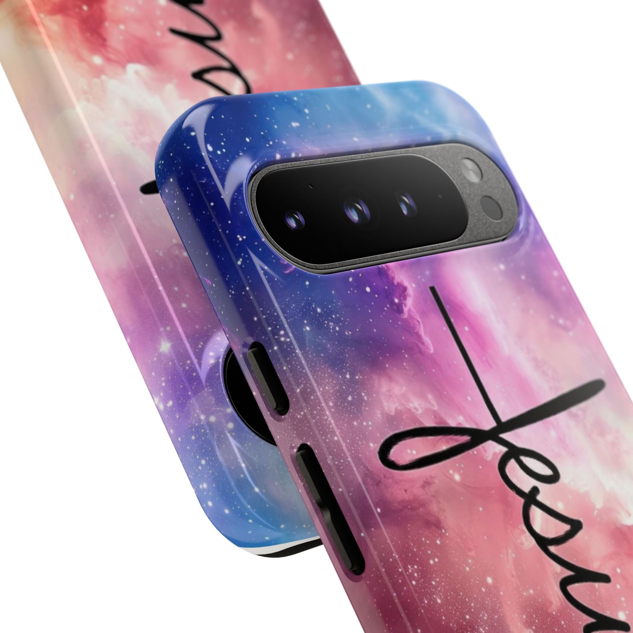 Jesus Cross Phone Case — Galaxy Pink Gradient Christian iPhone Cover