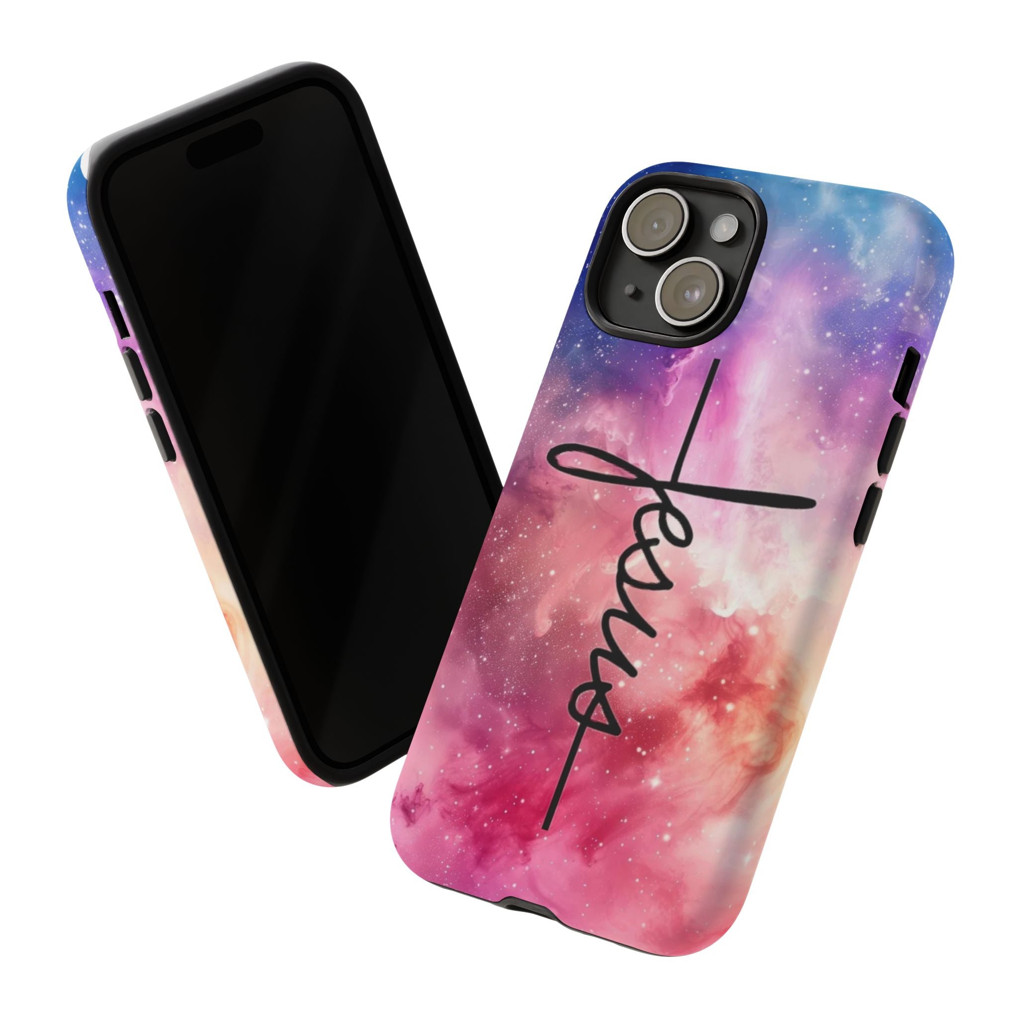 Jesus Cross Phone Case — Galaxy Pink Gradient Christian iPhone Cover