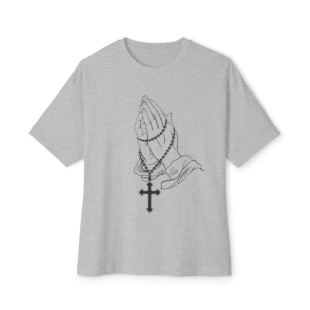 Praying Hands Rosary T‑Shirt — Oversized Boxy Tee