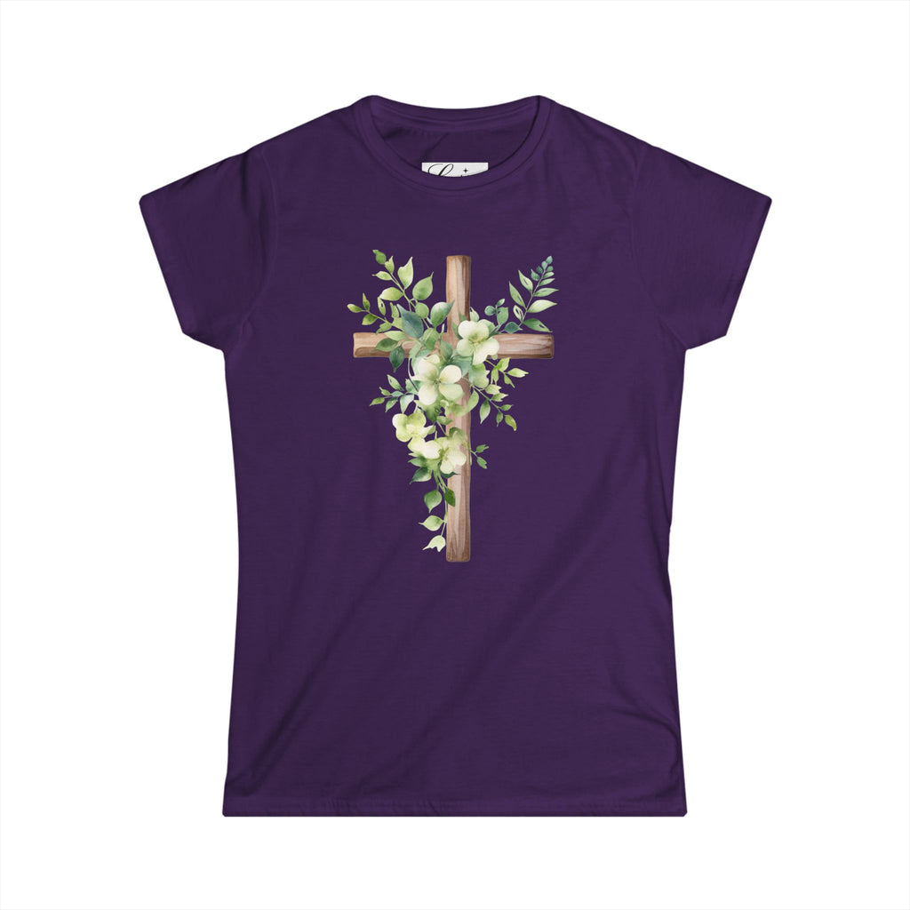 Floral Wooden Cross Tee — Women's