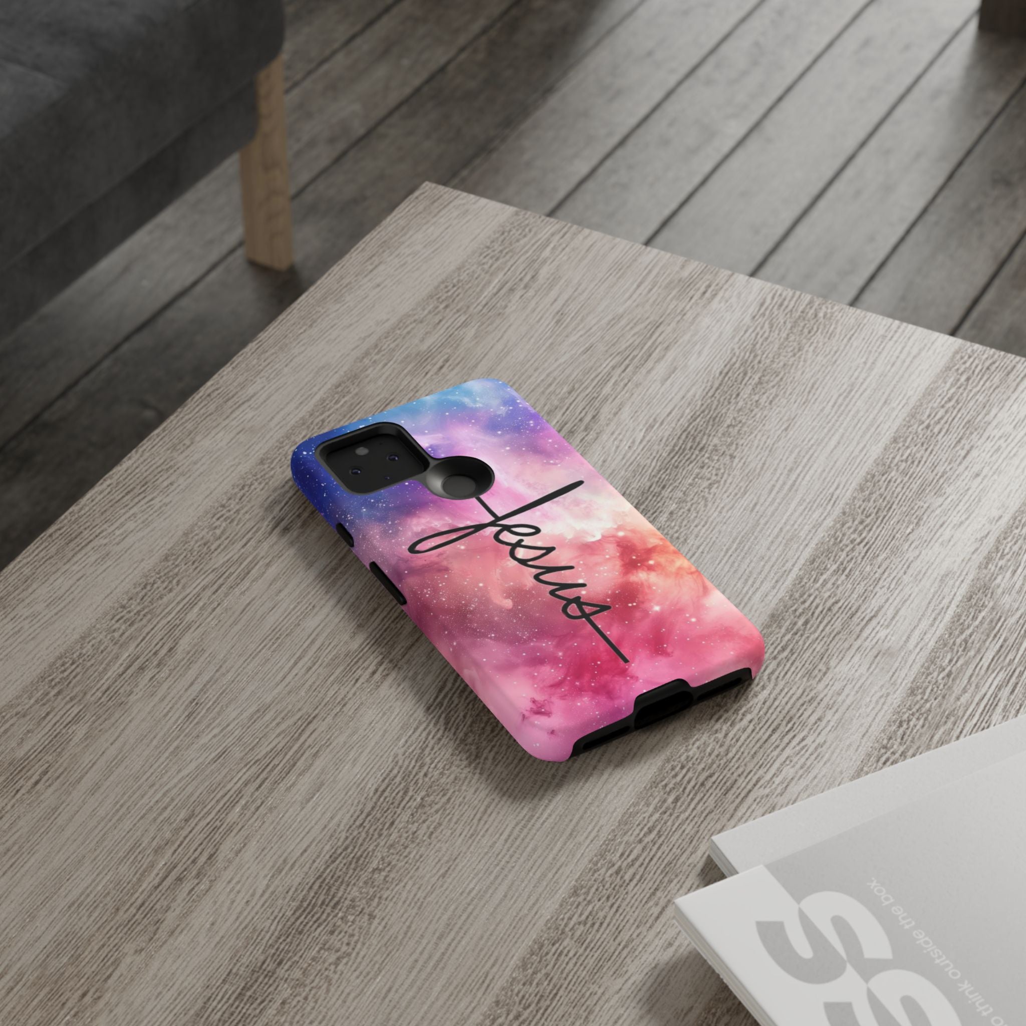 Jesus Cross Phone Case — Galaxy Pink Gradient Christian iPhone Cover