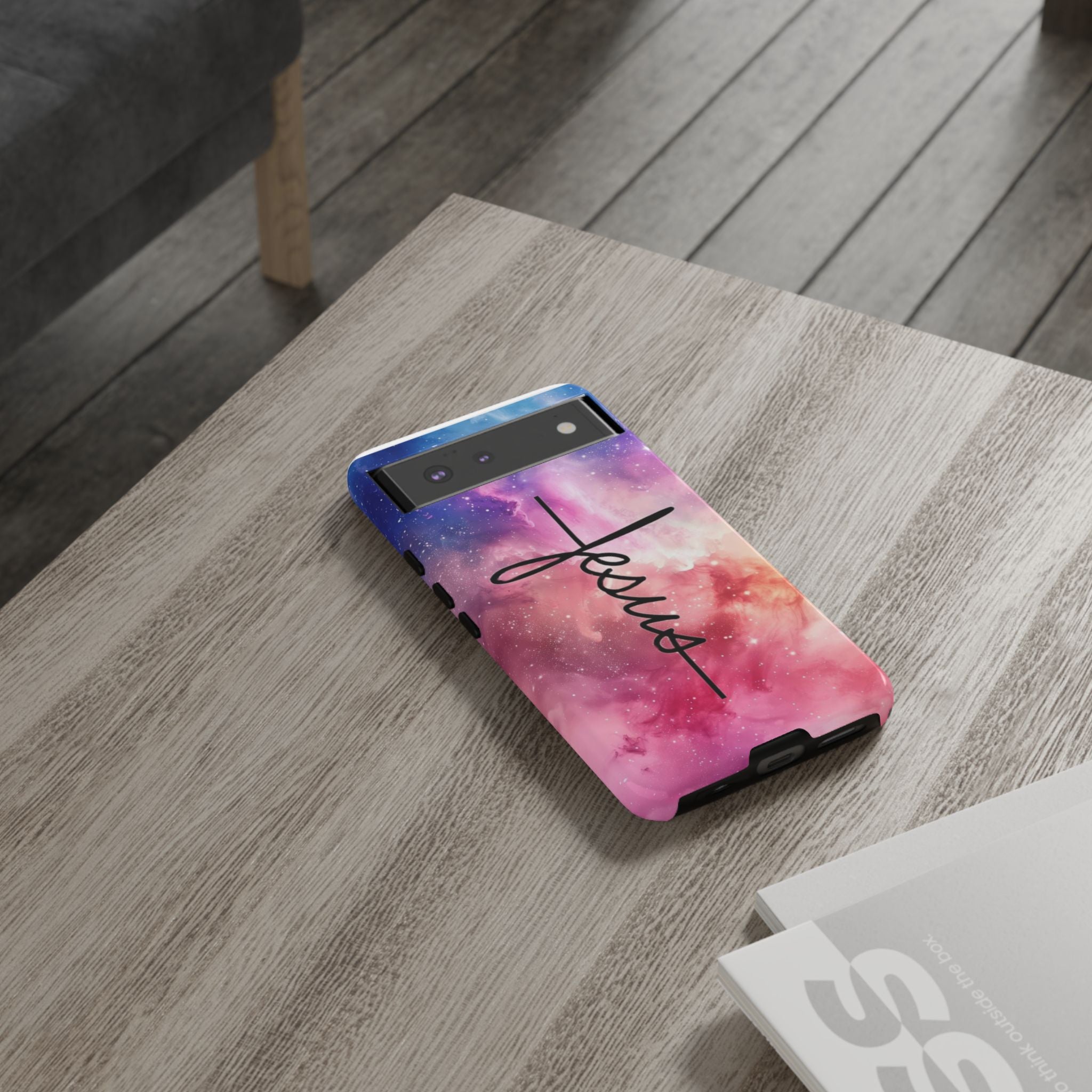 Jesus Cross Phone Case — Galaxy Pink Gradient Christian iPhone Cover