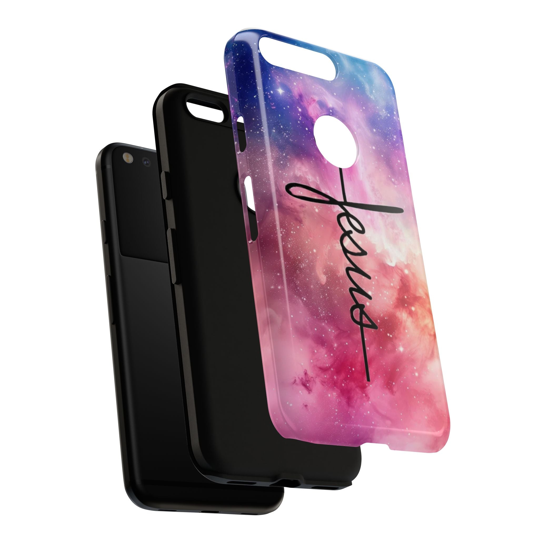 Jesus Cross Phone Case — Galaxy Pink Gradient Christian iPhone Cover